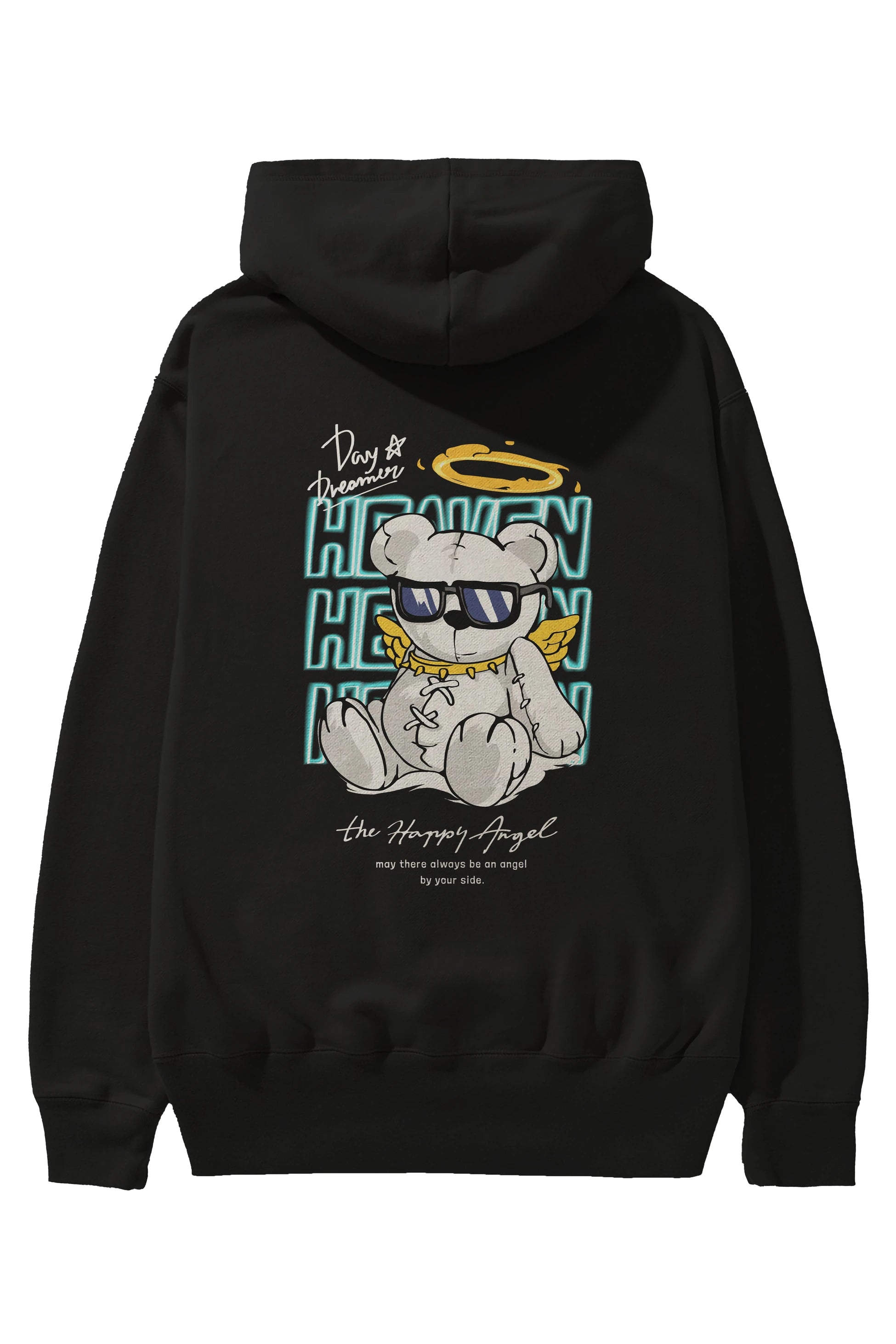 Heaven Bear Arka Baskılı Hoodie Oversize Kapüşonlu Sweatshirt Erkek Kadın Unisex