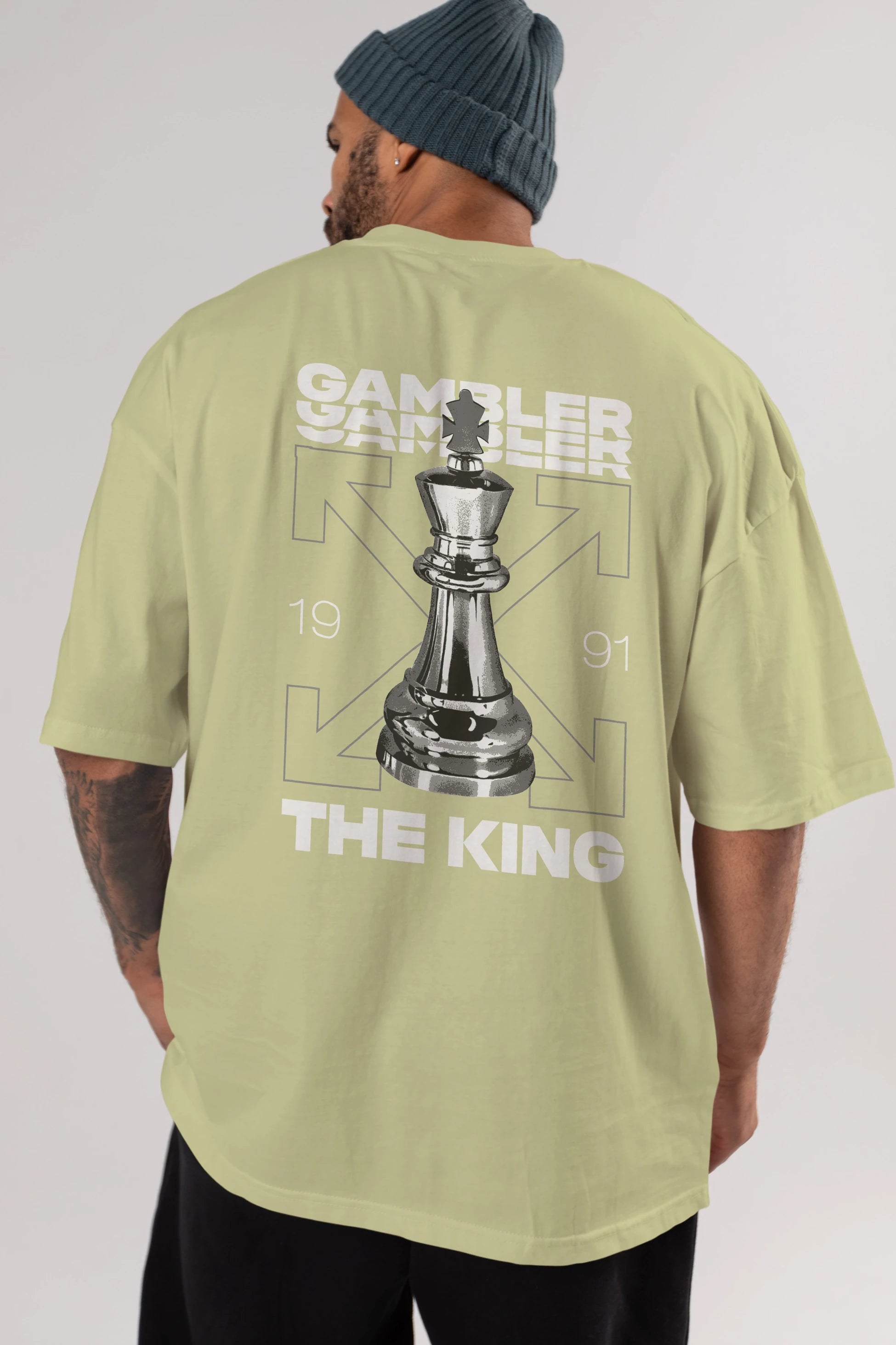Gambler The King Arka Baskılı Oversize t-shirt Erkek Kadın Unisex