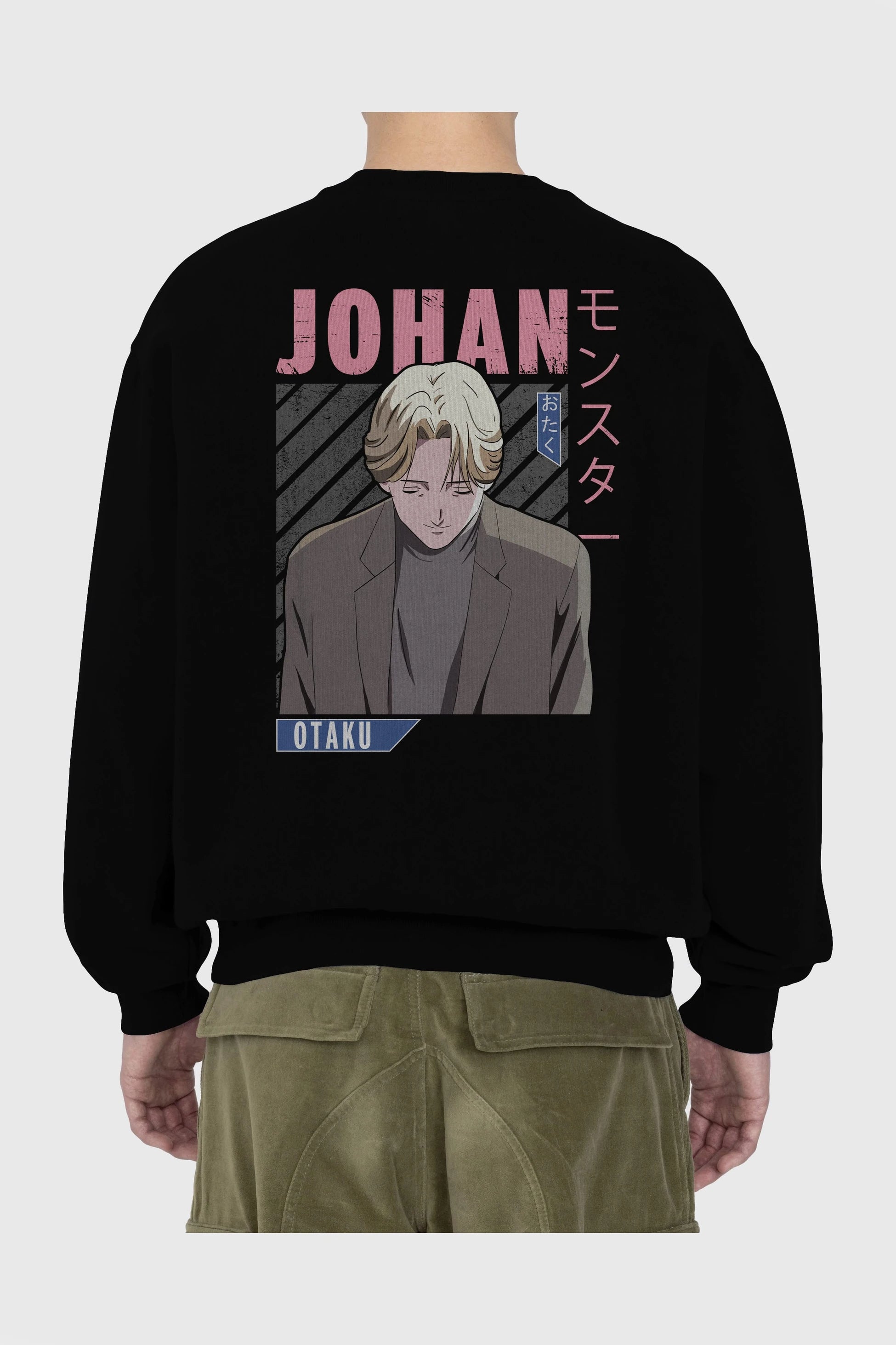 Johan Liebert MONSTER Anime Arka Baskılı Oversize Sweatshirt Erkek Kadın Unisex