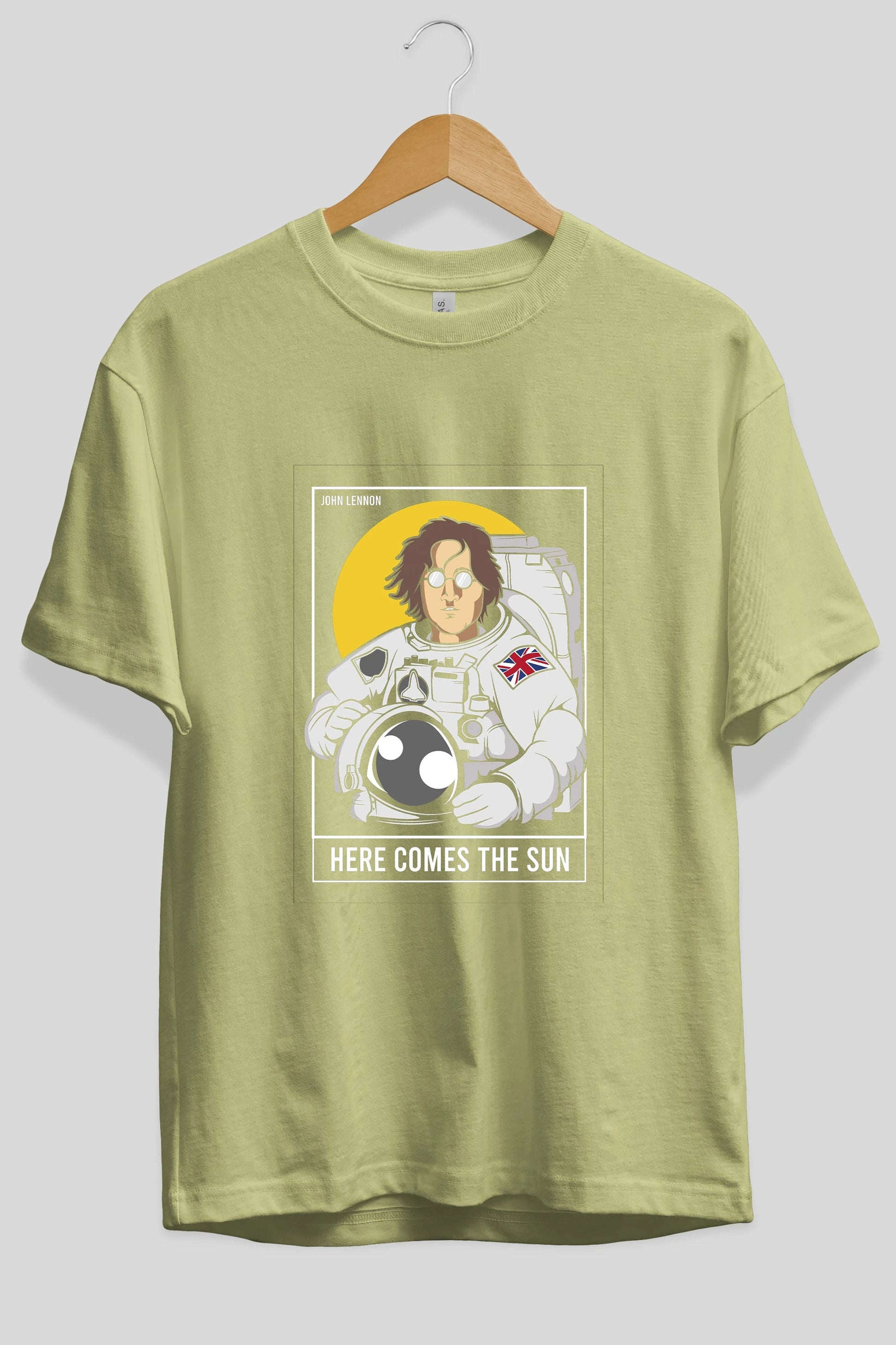 John Lennon Astronot Ön Baskılı Oversize t-shirt Erkek Kadın Unisex %100 Pamuk tişort