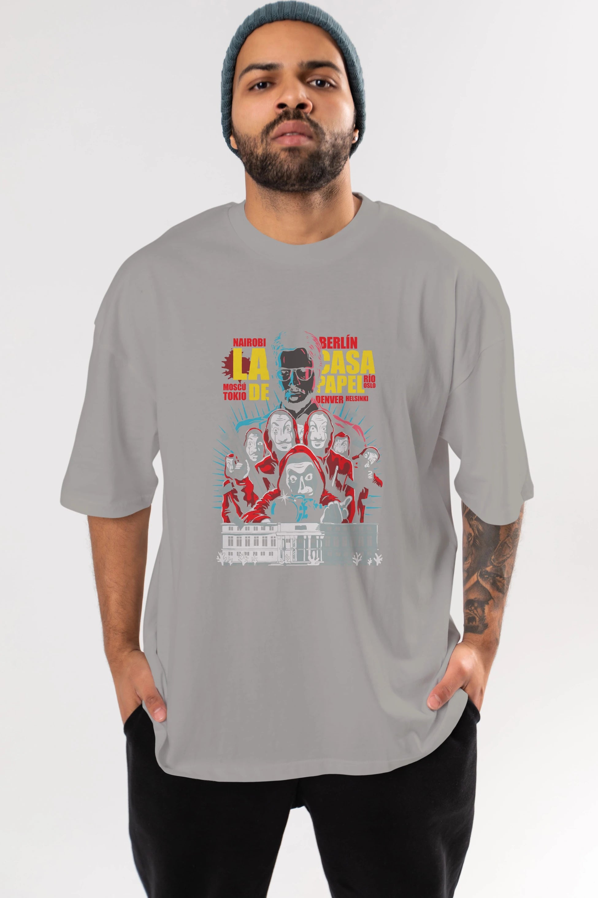 La Casa De Papel (6) Ön Baskılı Oversize t-shirt Erkek Kadın Unisex %100 Pamuk Bisiklet Yaka tişort