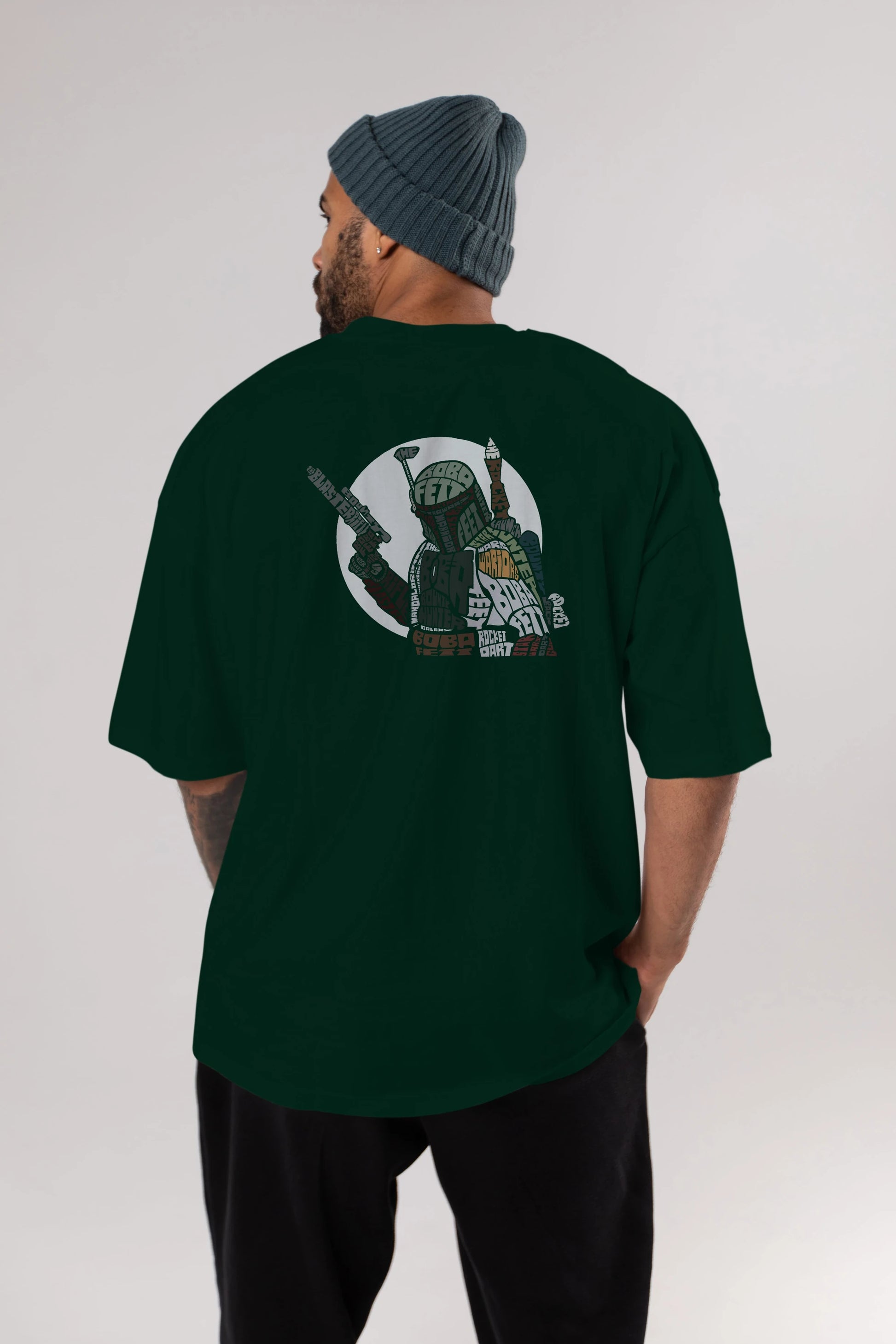 Boba Fett Arka Baskılı Oversize t-shirt %100 pamuk Erkek Kadın Unisex