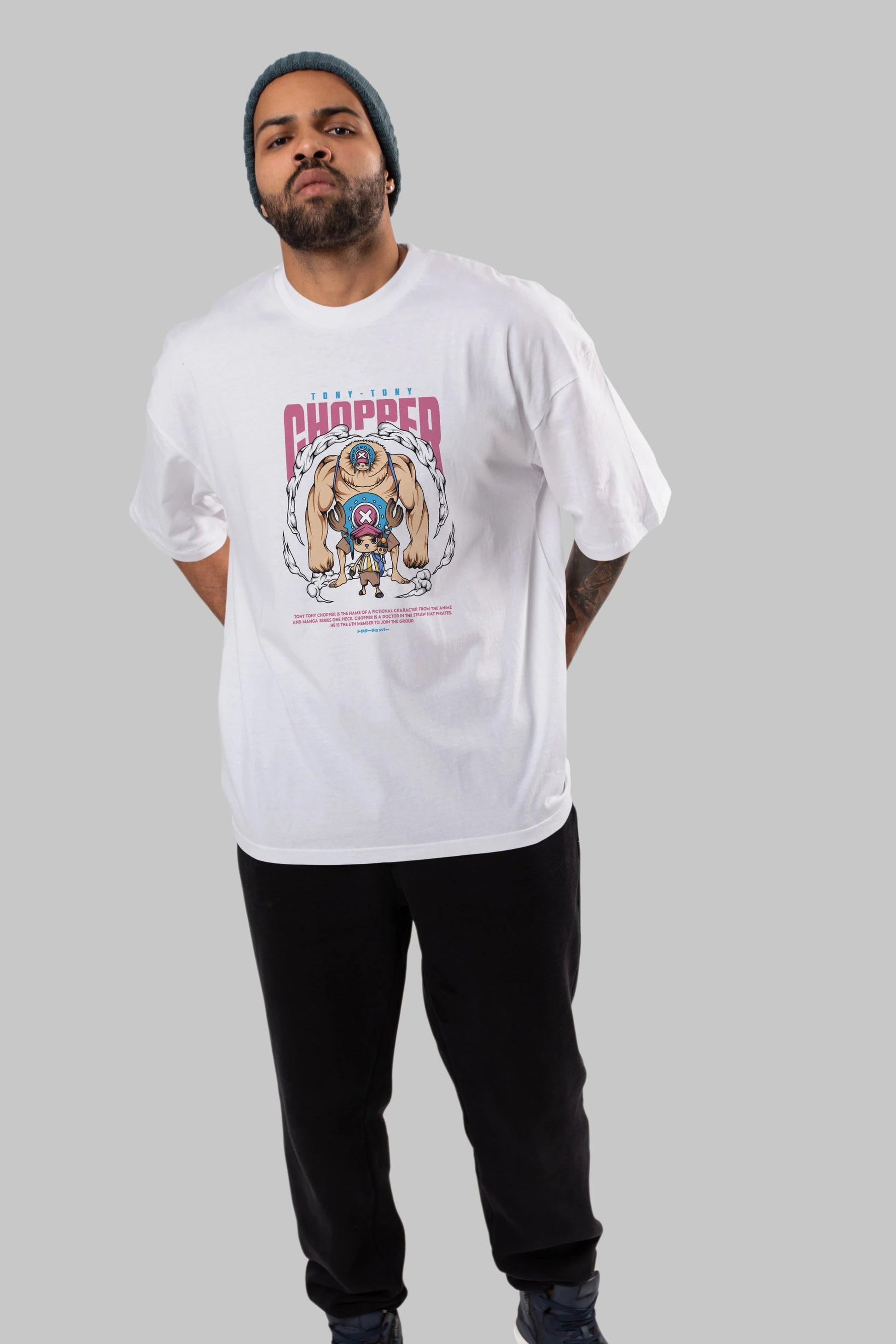 Tony Tony Chopper Anime Ön Baskılı Oversize t-shirt %100 pamuk Erkek Kadın Unisex