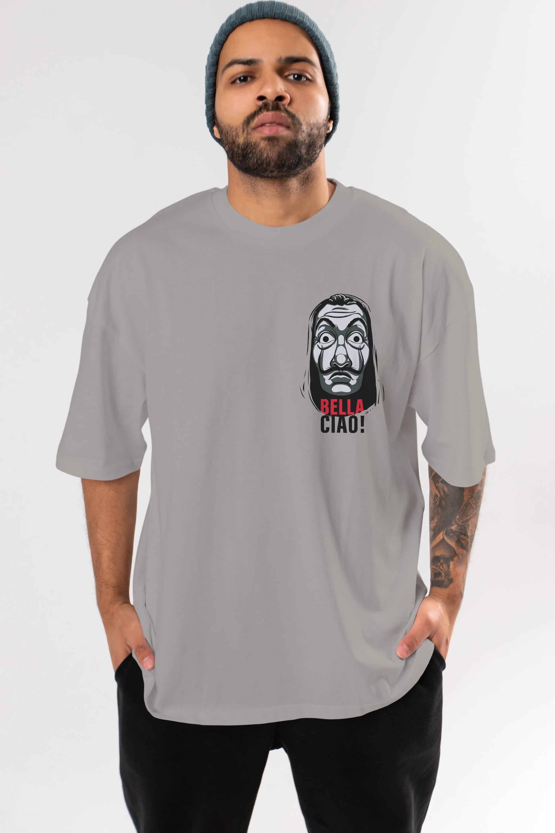 La Casa De Papel (12) Ön Sol Baskılı Oversize t-shirt Erkek Kadın Unisex %100 Pamuk Bisiklet Yaka tişort