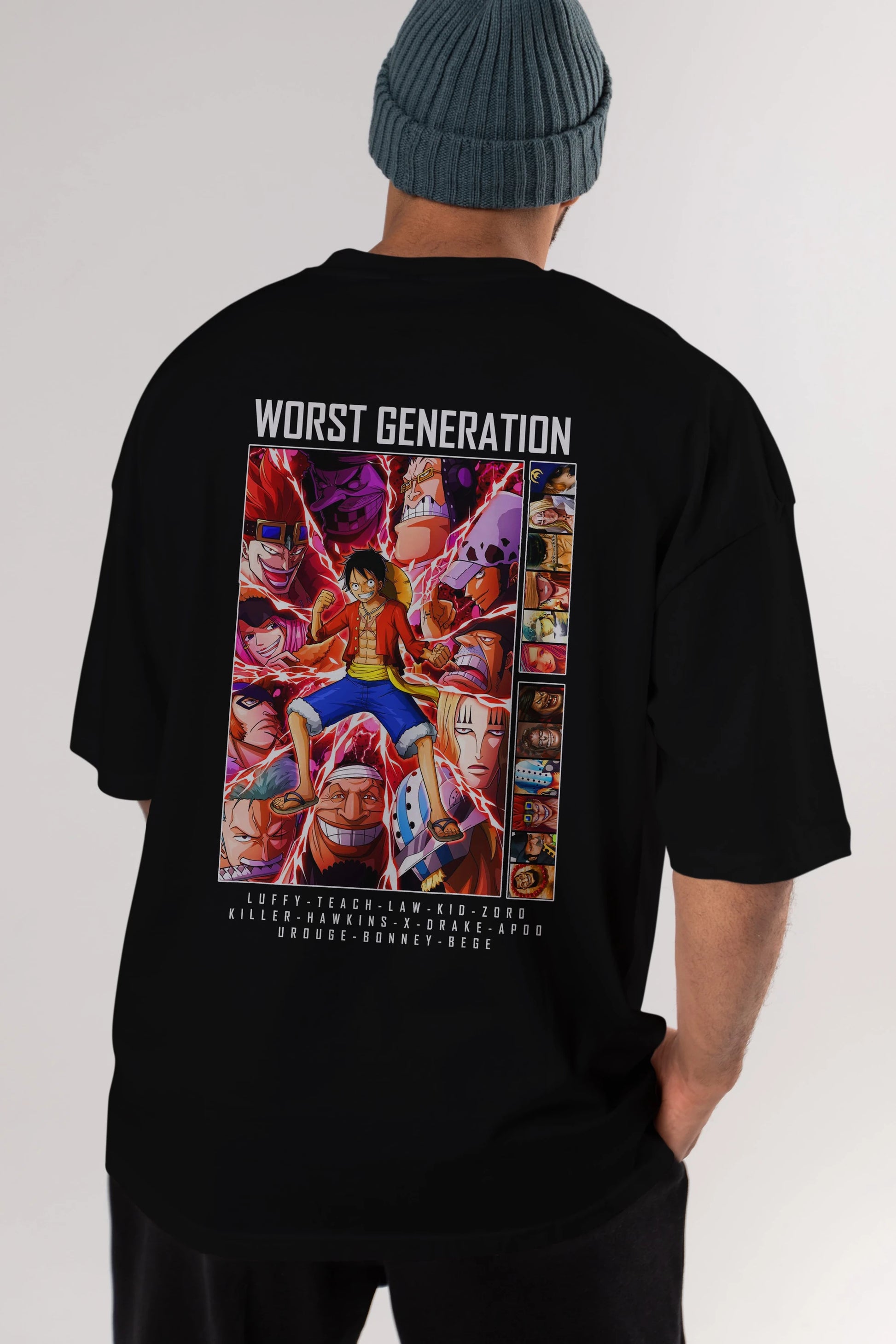 Worst Generation Anime Arka Baskılı Oversize t-shirt Erkek Kadın Unisex %100 pamuk tişort