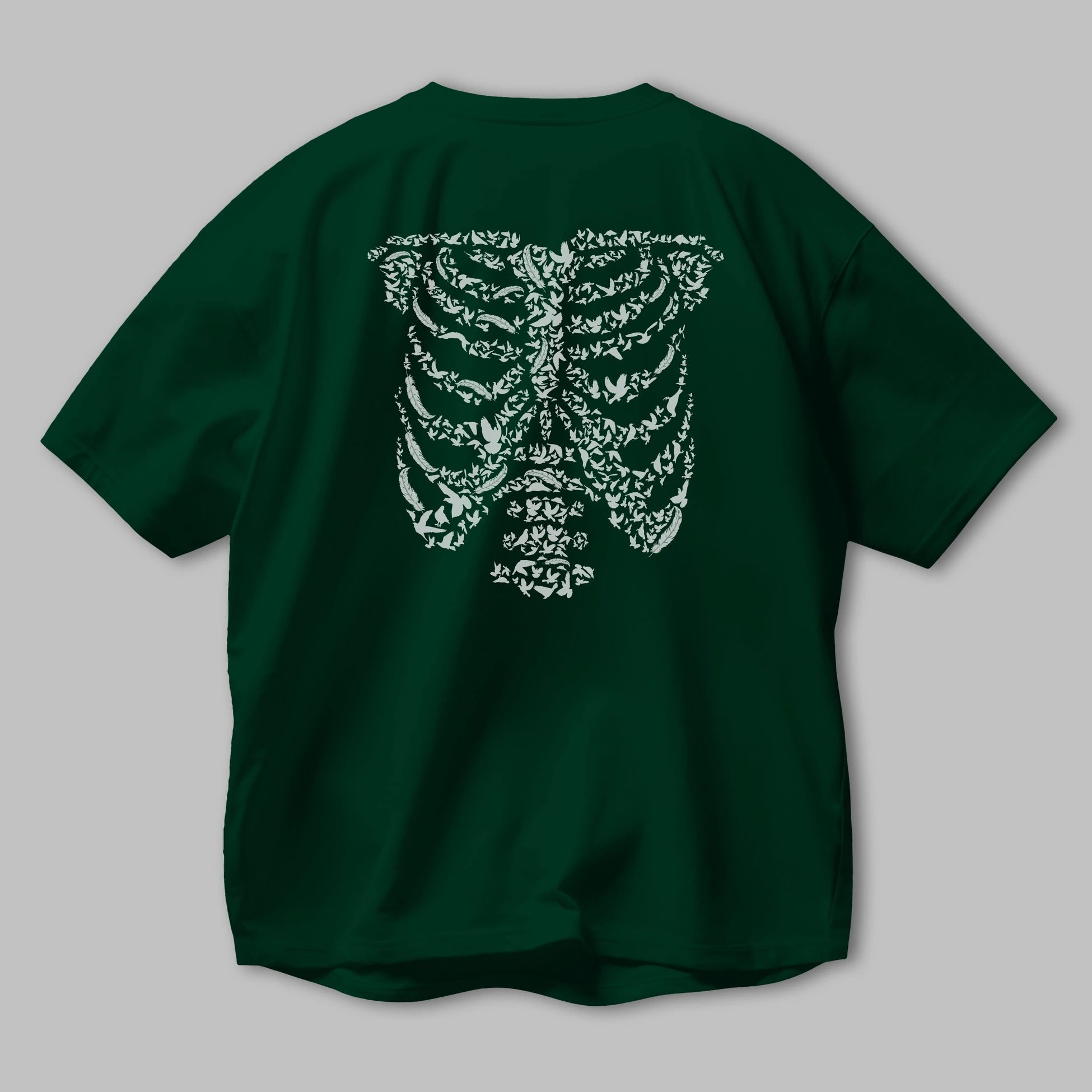 Ribcage Bird Arka Baskılı Oversize t-shirt %100 pamuk Erkek Kadın Unisex