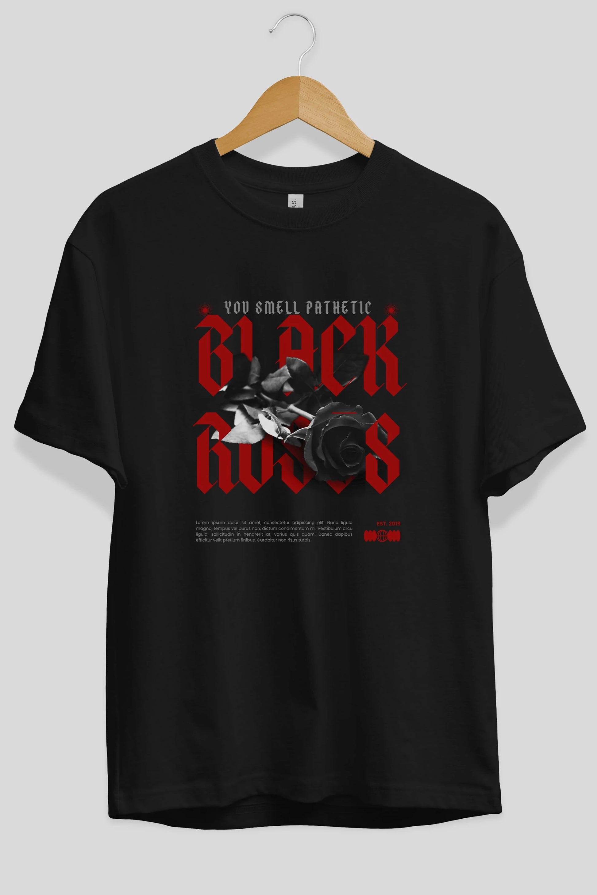 Black Roses Ön Baskılı Oversize t-shirt Erkek Kadın Unisex