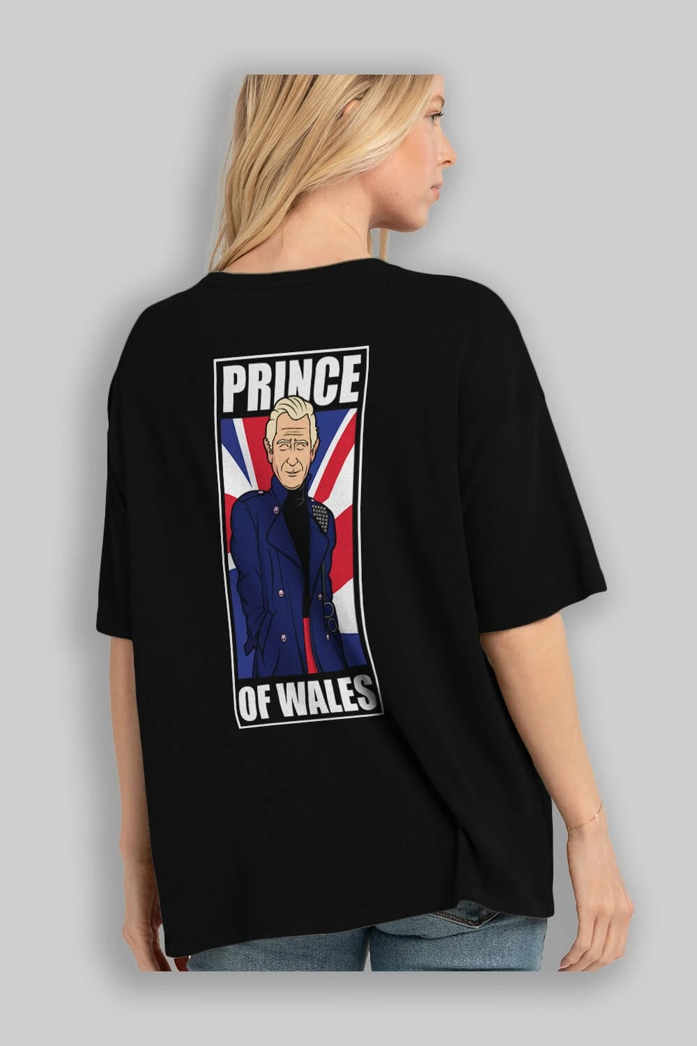 Prince Charles Arka Baskılı Oversize t-shirt Erkek Kadın Unisex %100 Pamuk tişort