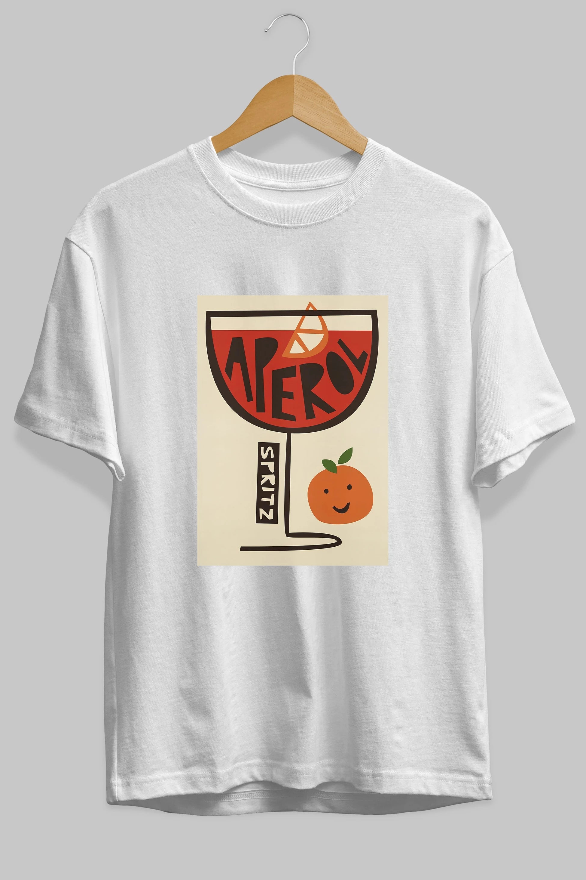 Aperol Spritz 9 Ön Baskılı Oversize t-shirt Erkek Kadın Unisex %100 Pamuk Bisiklet Yaka tişort