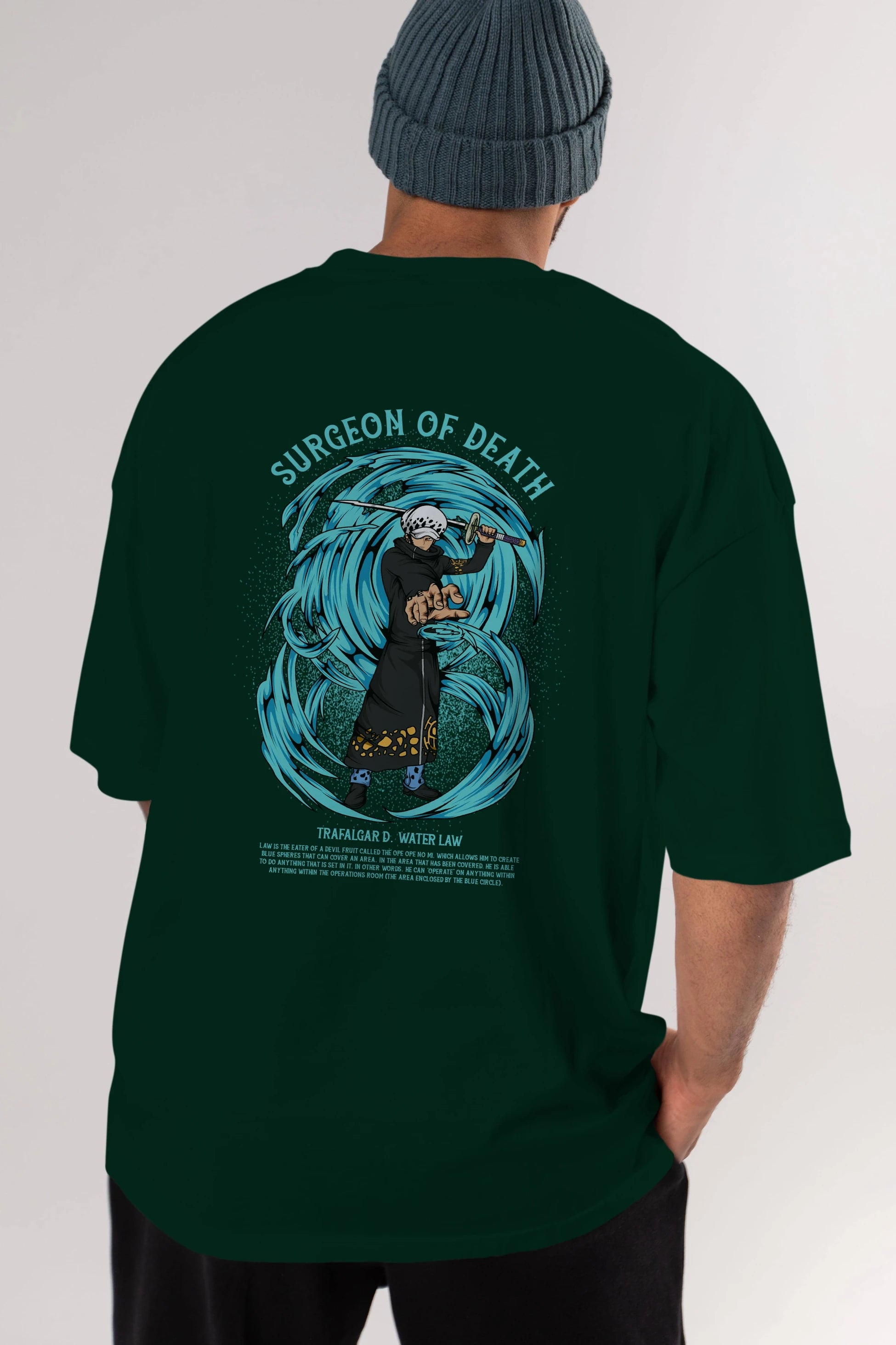 Trafalgad D. Water Law Anime Arka Baskılı Oversize t-shirt Erkek Kadın Unisex