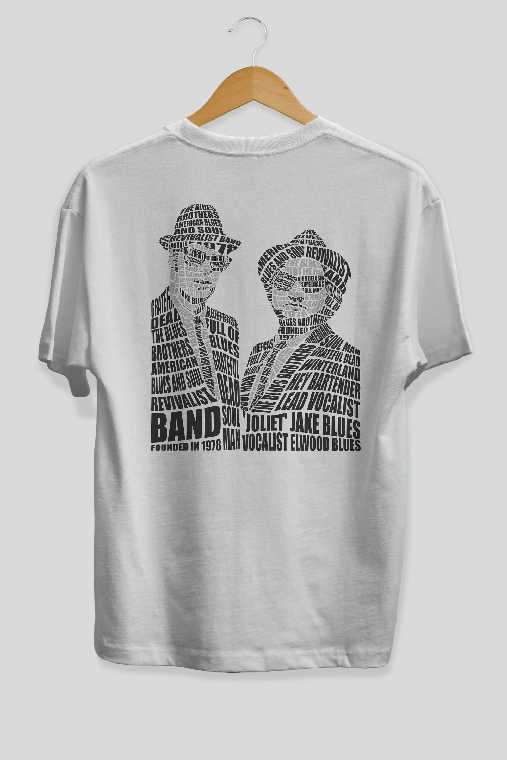 Blues Brothers Calligram Arka Baskılı Oversize t-shirt %100 pamuk Erkek Kadın Unisex