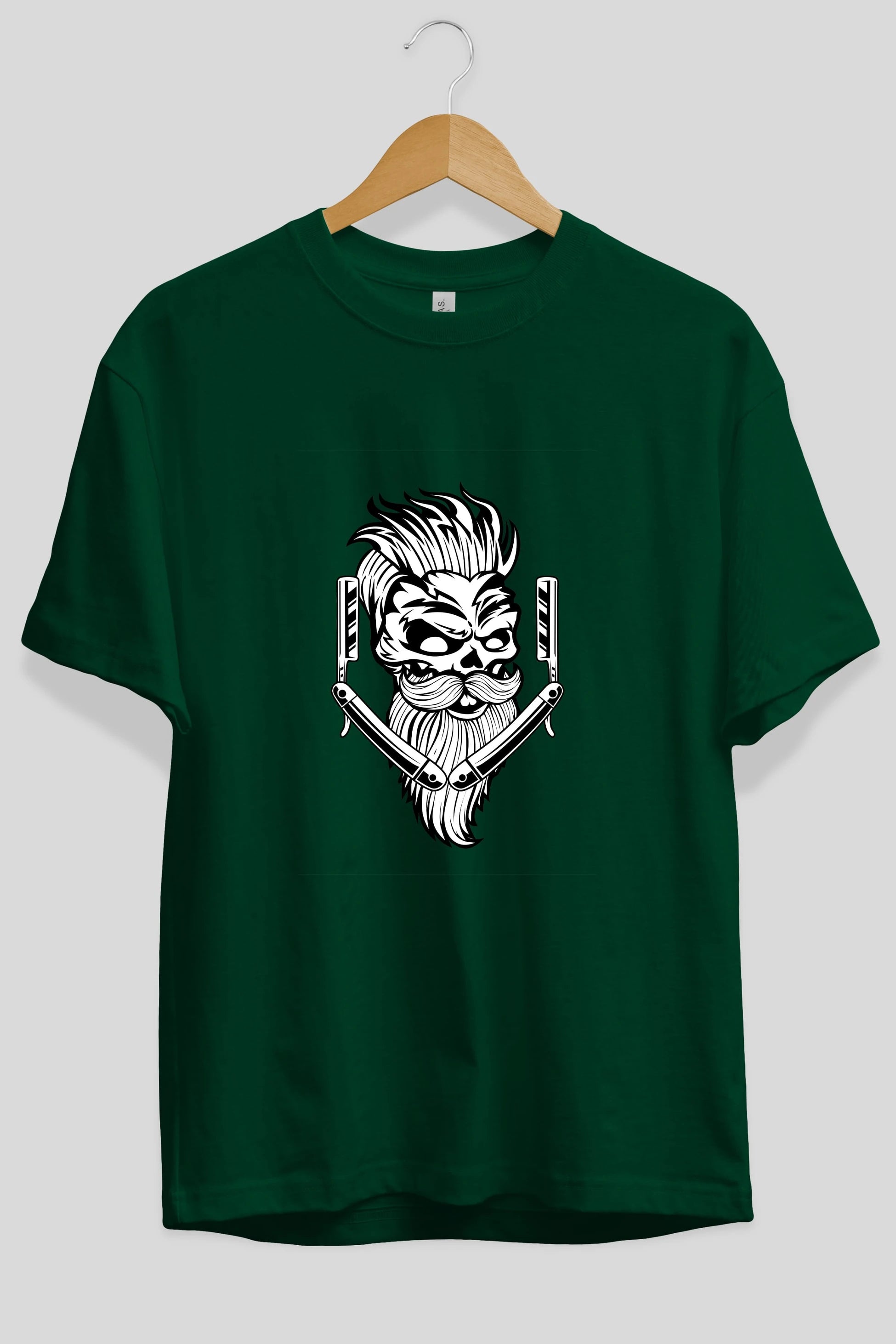 Skull Beard Ön Baskılı Oversize t-shirt Erkek Kadın Unisex %100 Pamuk tişort