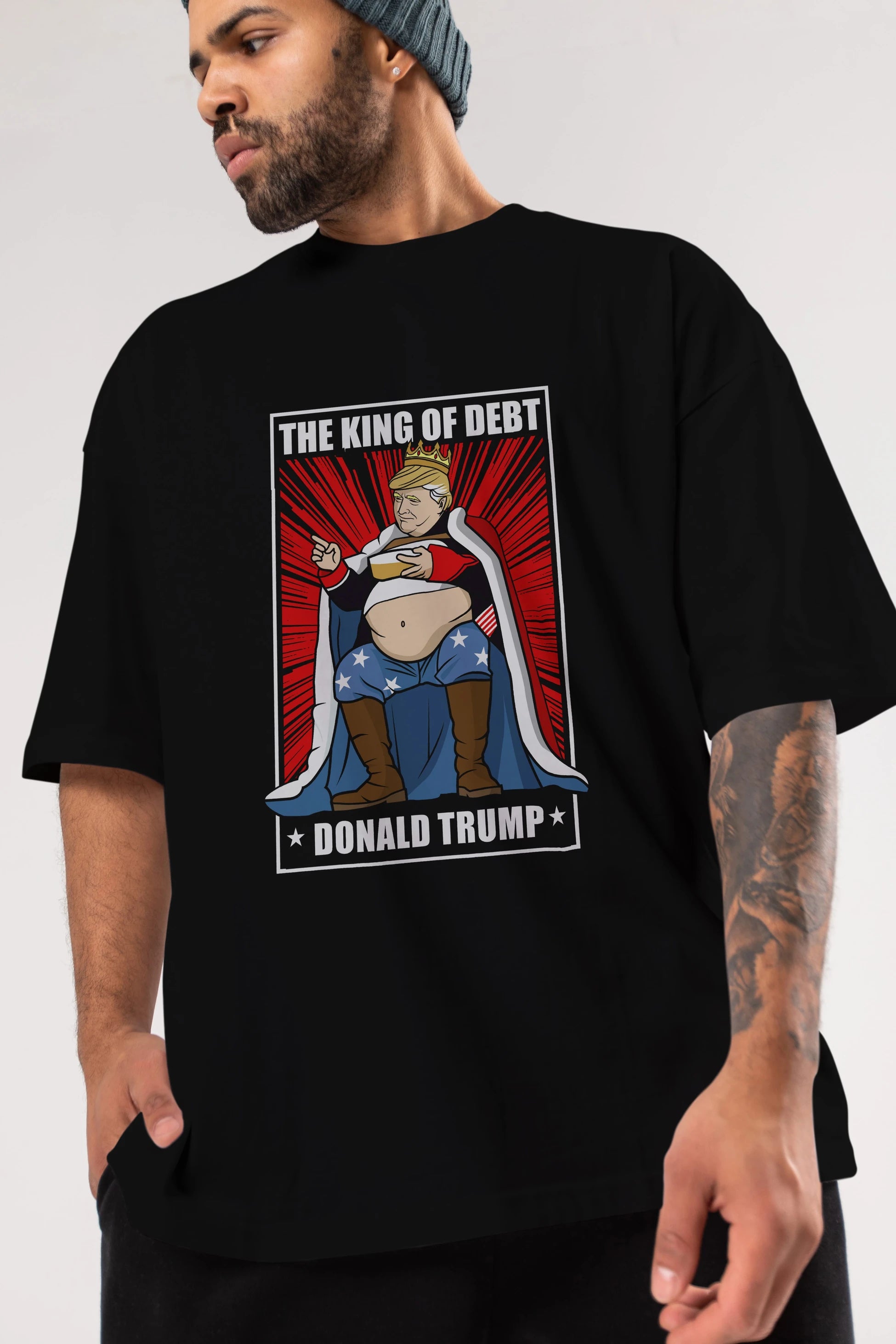 Trump King Ön Baskılı Oversize t-shirt Erkek Kadın Unisex %100 Pamuk tişort