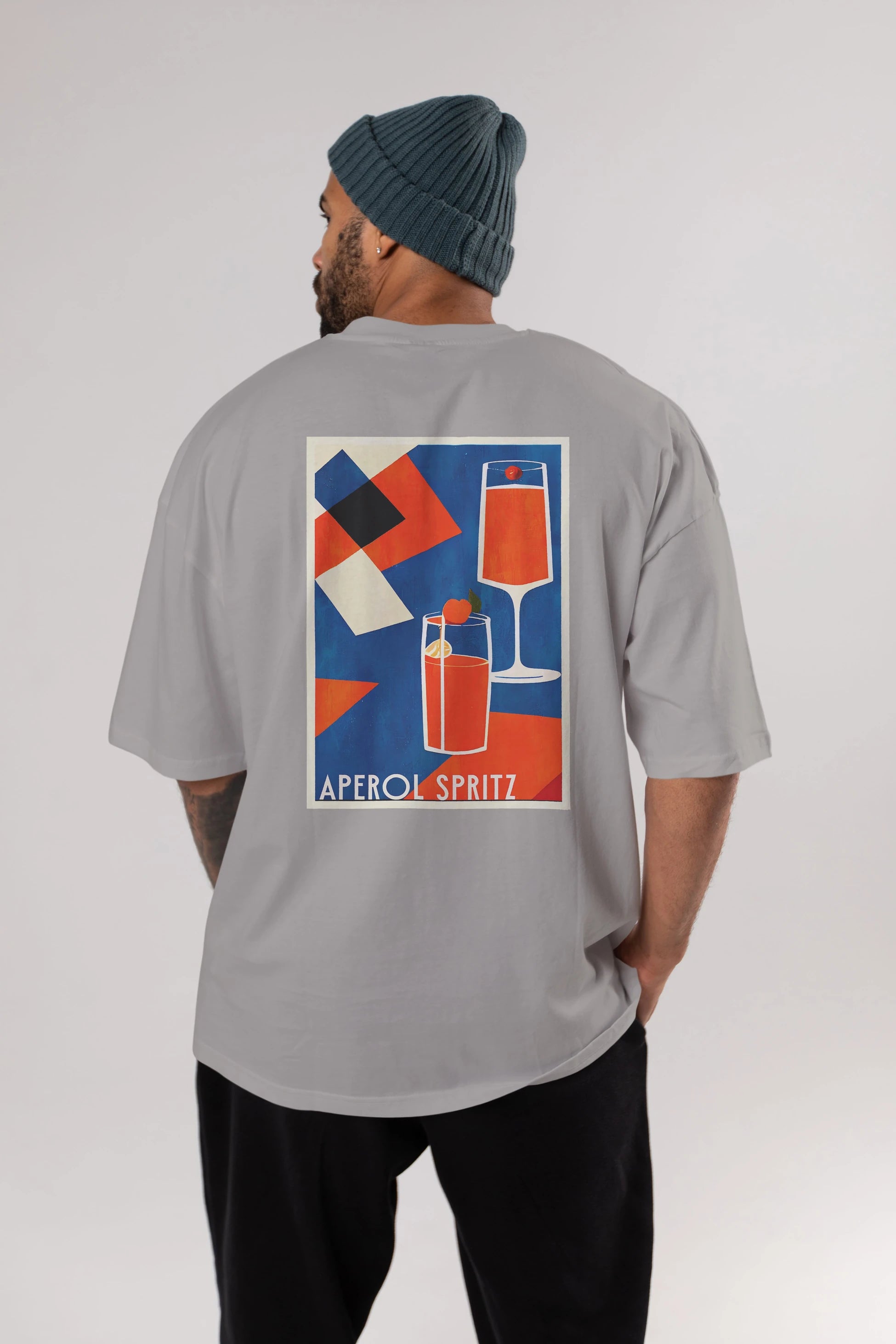 Aperol Spritz 4 Arka Baskılı Oversize t-shirt Erkek Kadın Unisex %100 Pamuk Bisiklet Yaka tişort