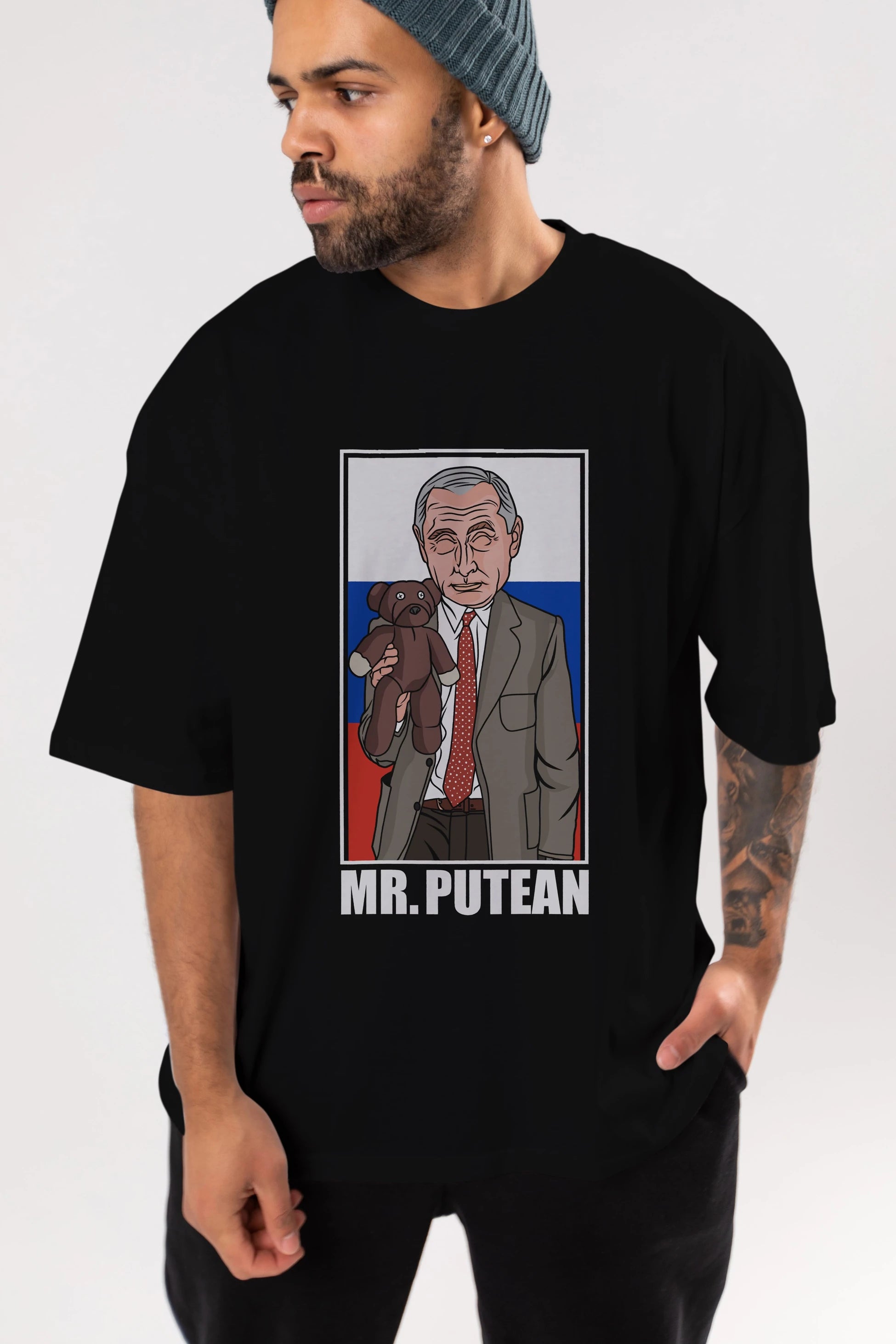 Mr Putean Ön Baskılı Oversize t-shirt Erkek Kadın Unisex %100 Pamuk tişort