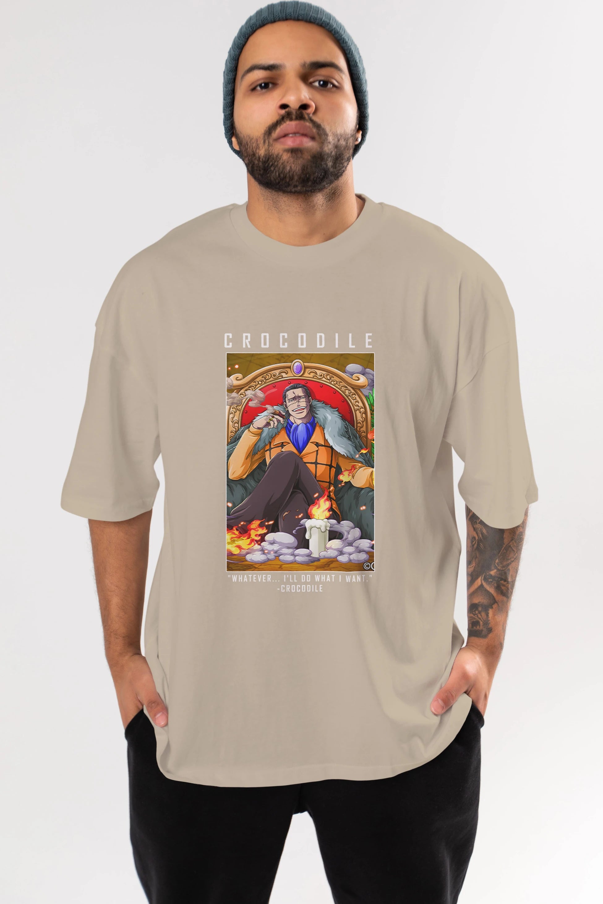 Crocodile Anime Ön Baskılı Oversize t-shirt Erkek Kadın Unisex