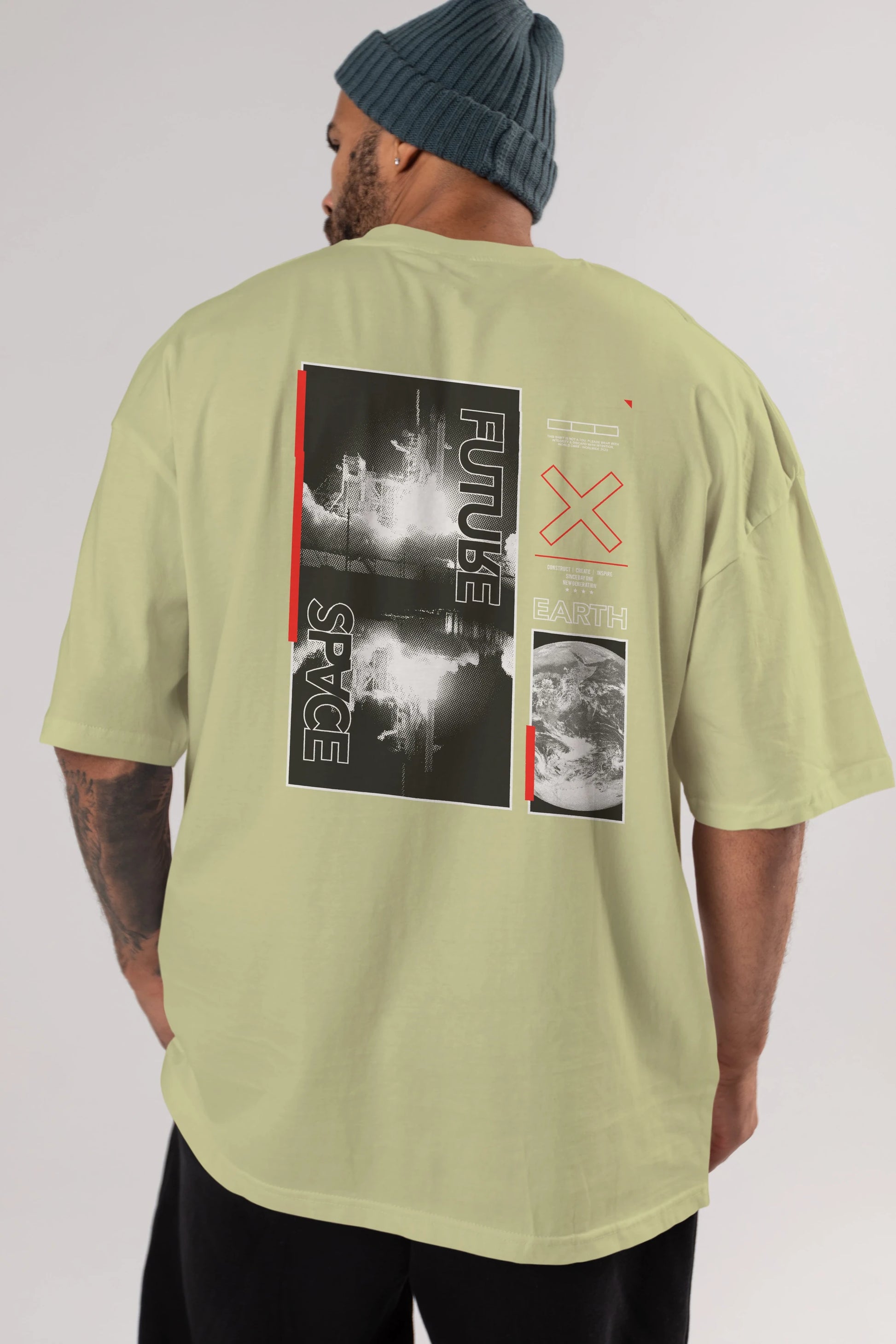Future Space Arka Baskılı Oversize t-shirt Erkek Kadın Unisex
