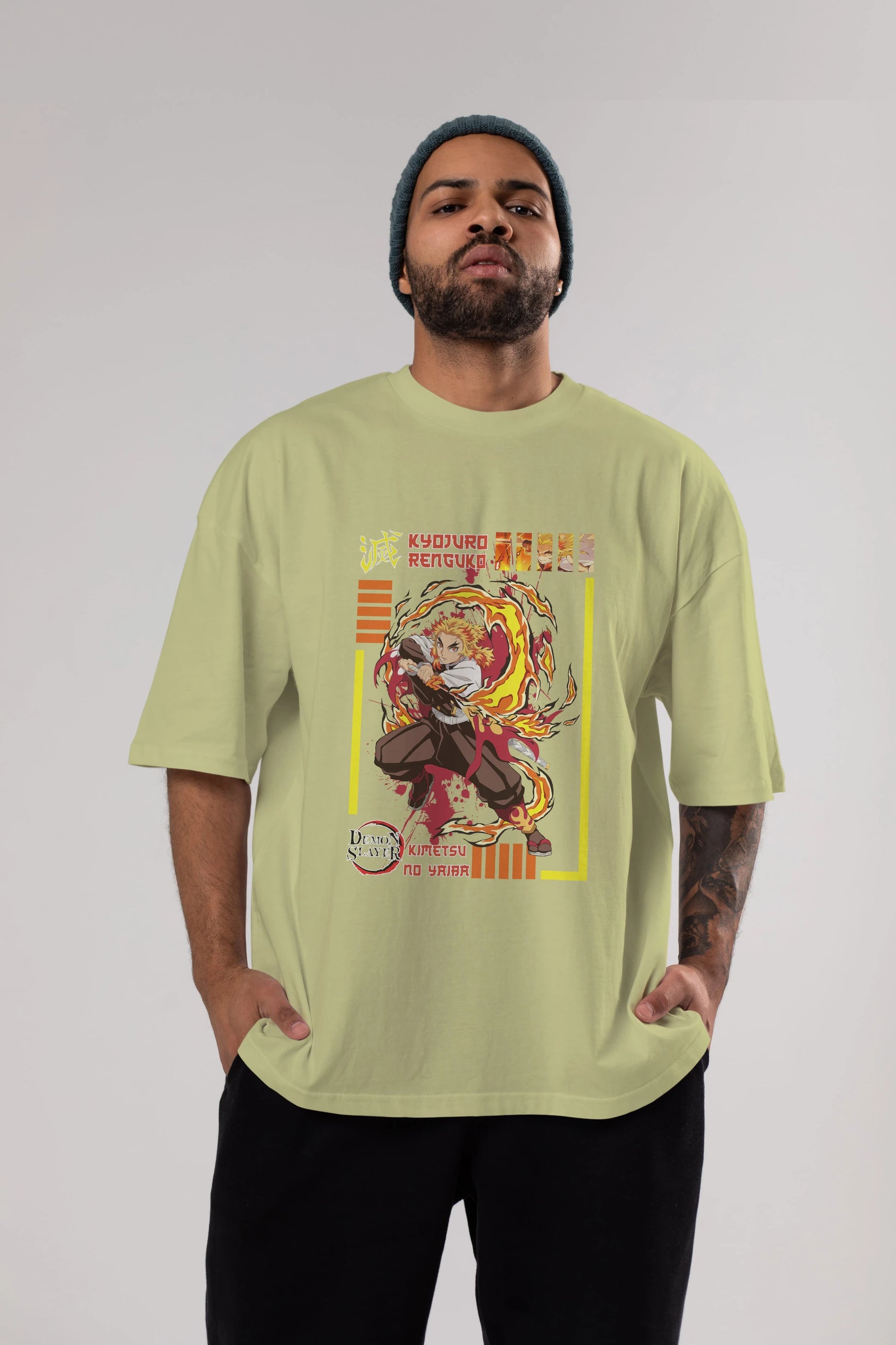 KYOJURO RENGOKU Anime Ön Baskılı Oversize t-shirt %100 pamuk Erkek Kadın Unisex