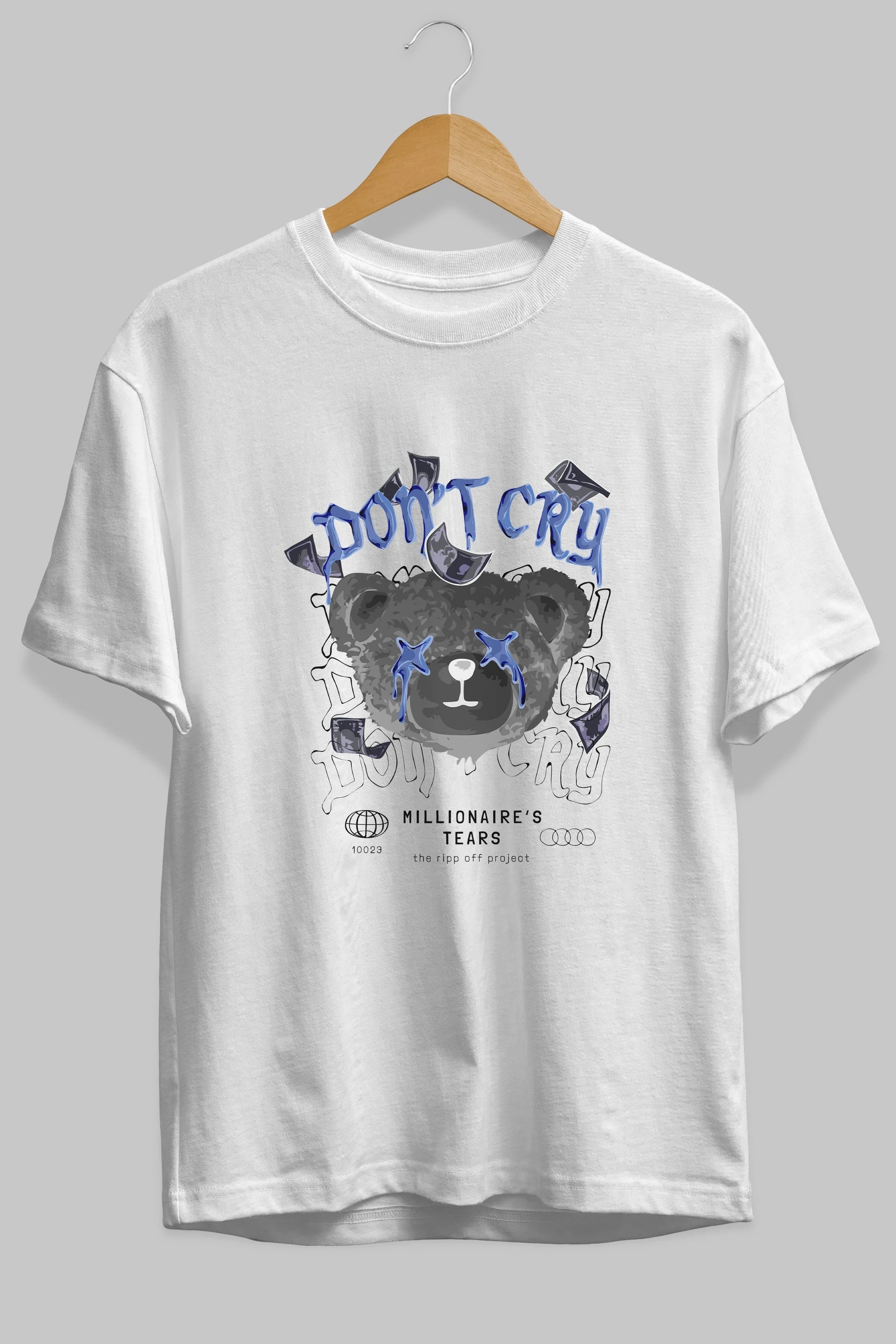 Dont Cry Bear Ön Baskılı Oversize t-shirt Erkek Kadın Unisex