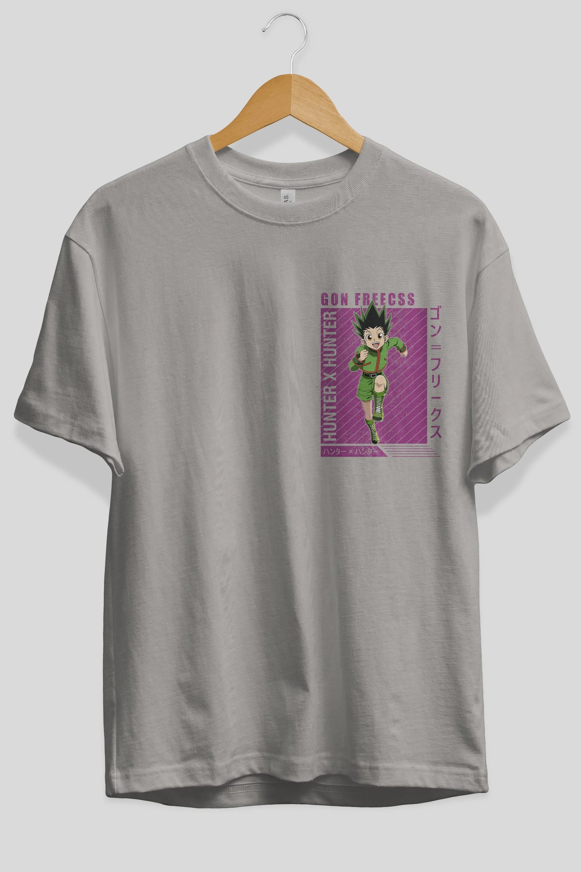 Gon Freecss HUNTER X HUNTER 3 Ön Sol Baskılı Oversize t-shirt Erkek Kadın Unisex %100 Pamuk Bisiklet Yaka tişort