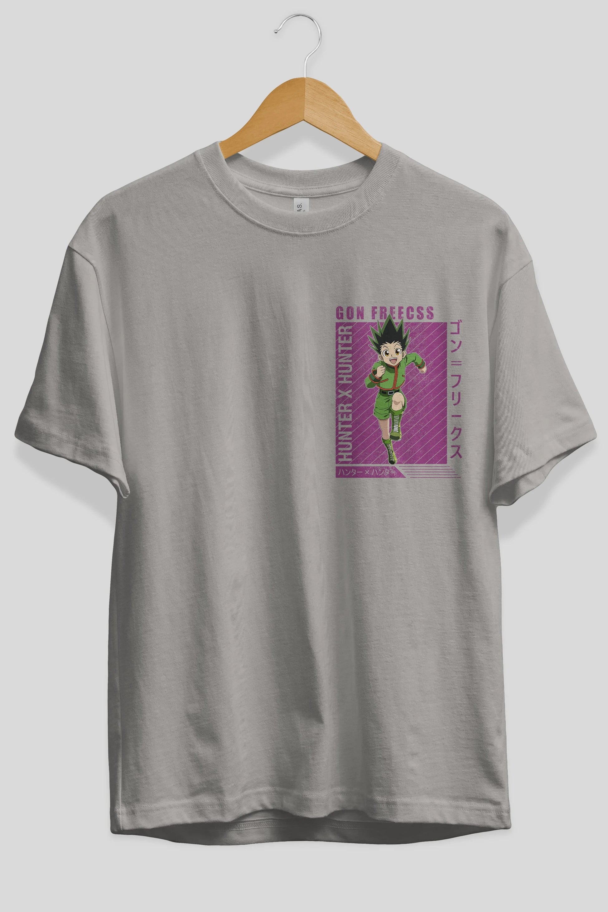 Gon Freecss HUNTER X HUNTER 3 Ön Sol Baskılı Oversize t-shirt Erkek Kadın Unisex %100 Pamuk Bisiklet Yaka tişort