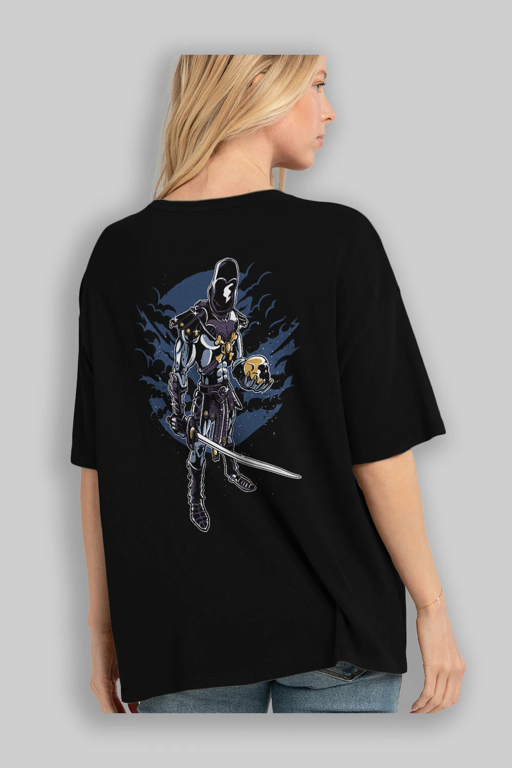 Skeleton King Arka Baskılı Oversize t-shirt Erkek Kadın Unisex %100 Pamuk