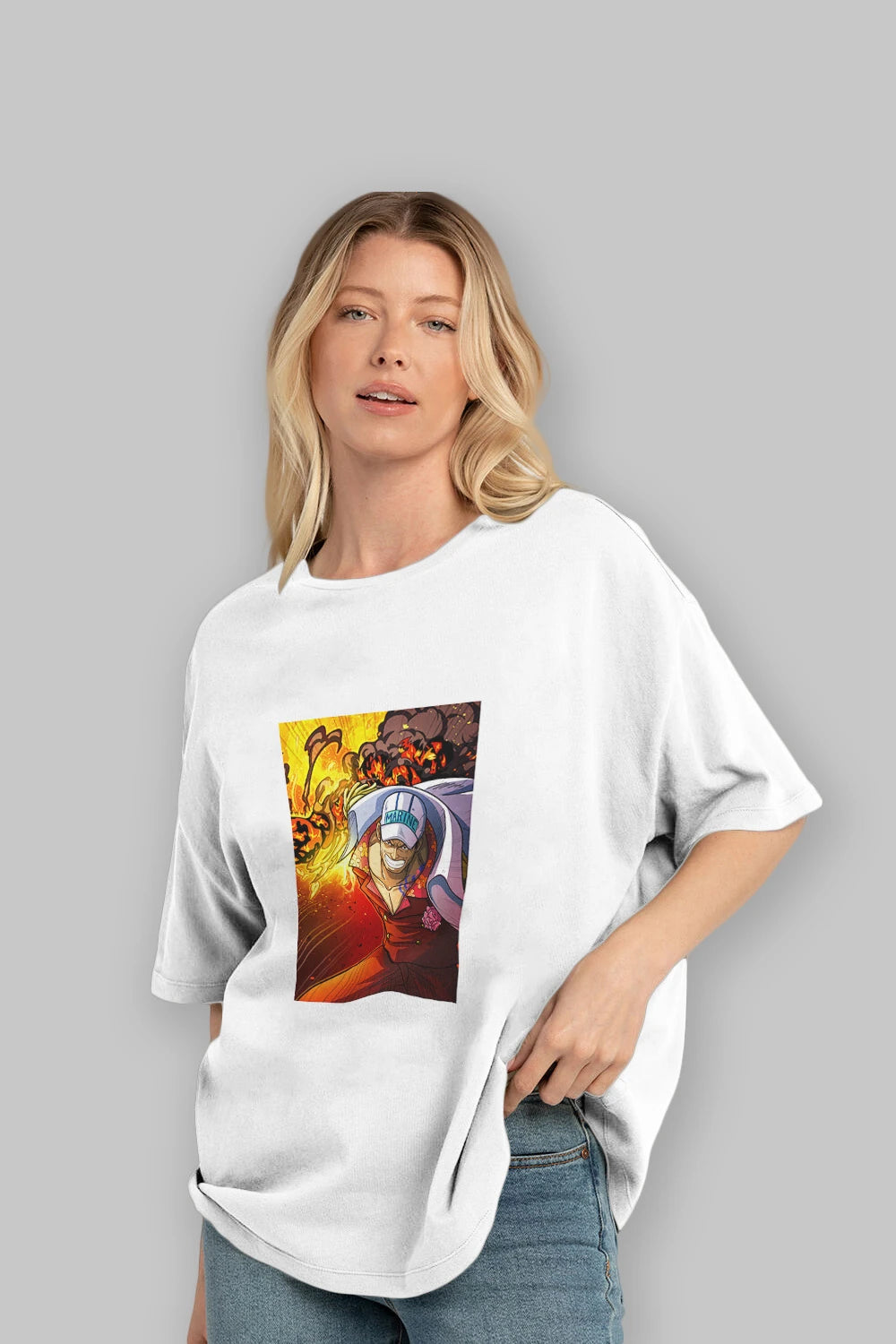 Sakazuki Anime Ön Baskılı Oversize t-shirt Erkek Kadın Unisex