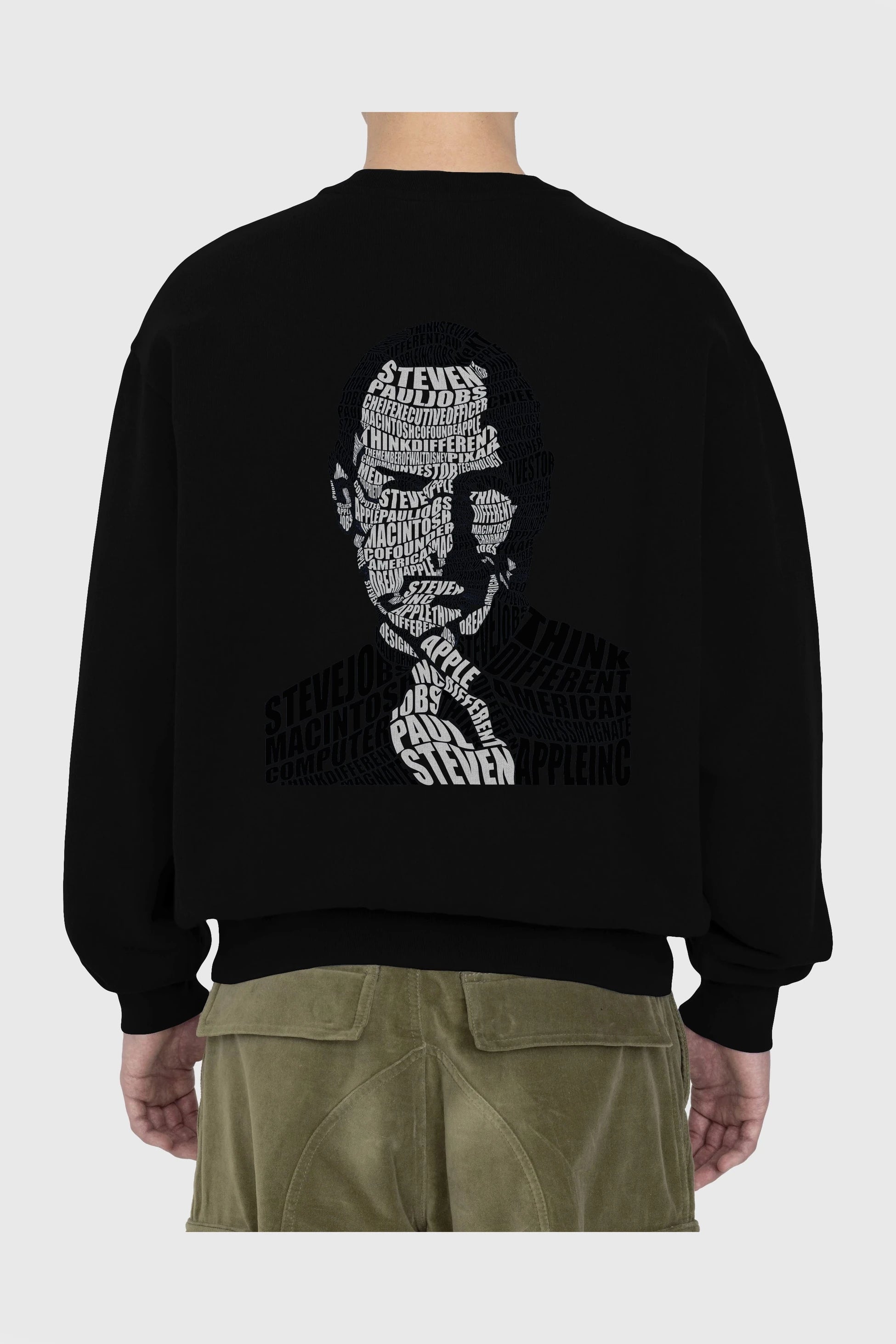 Steve Jobs Calligram Arka Baskılı Oversize Sweatshirt Erkek Kadın Unisex