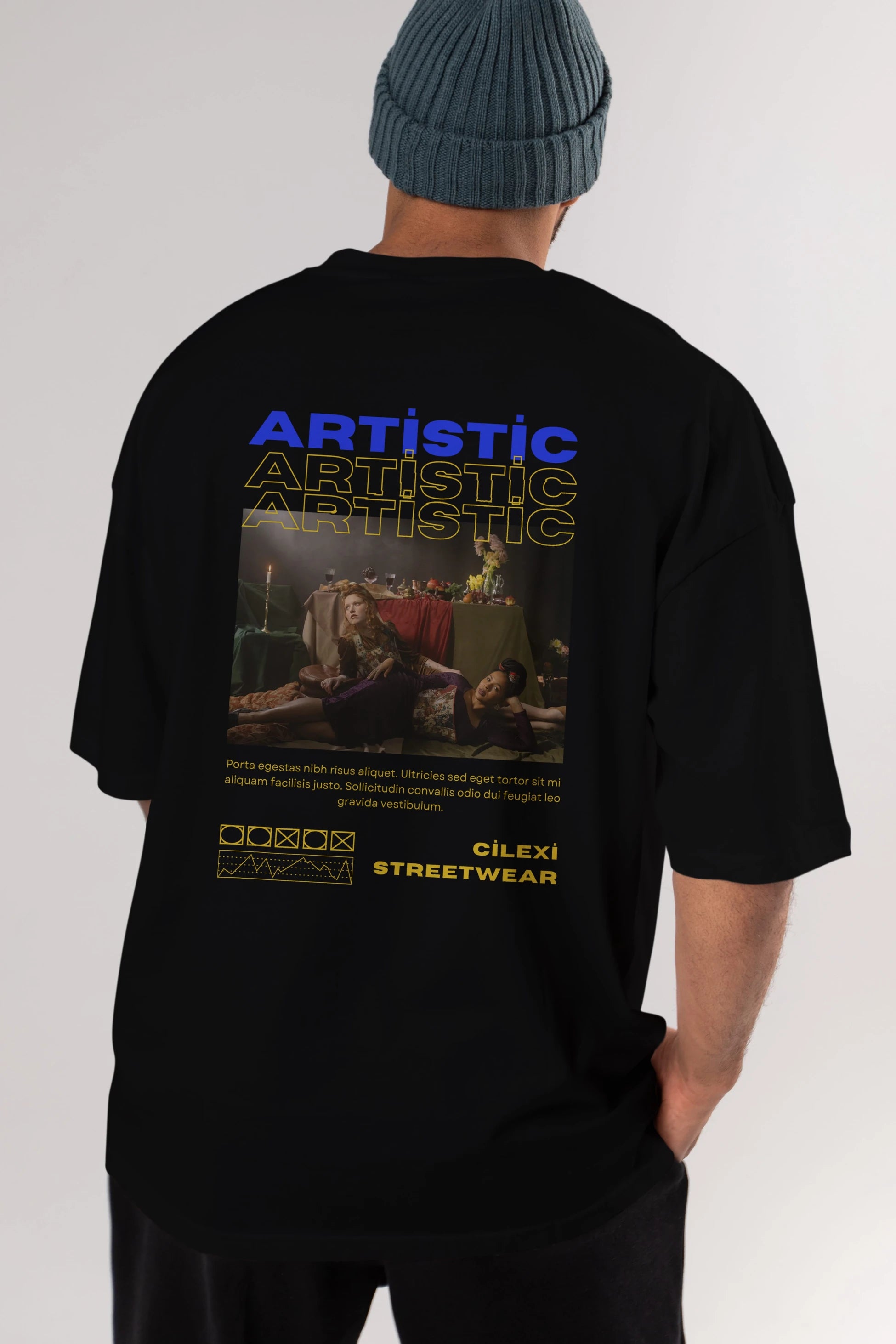 Artistic Yazılı Streetwear Arka Baskılı Oversize t-shirt Erkek Kadın Unisex