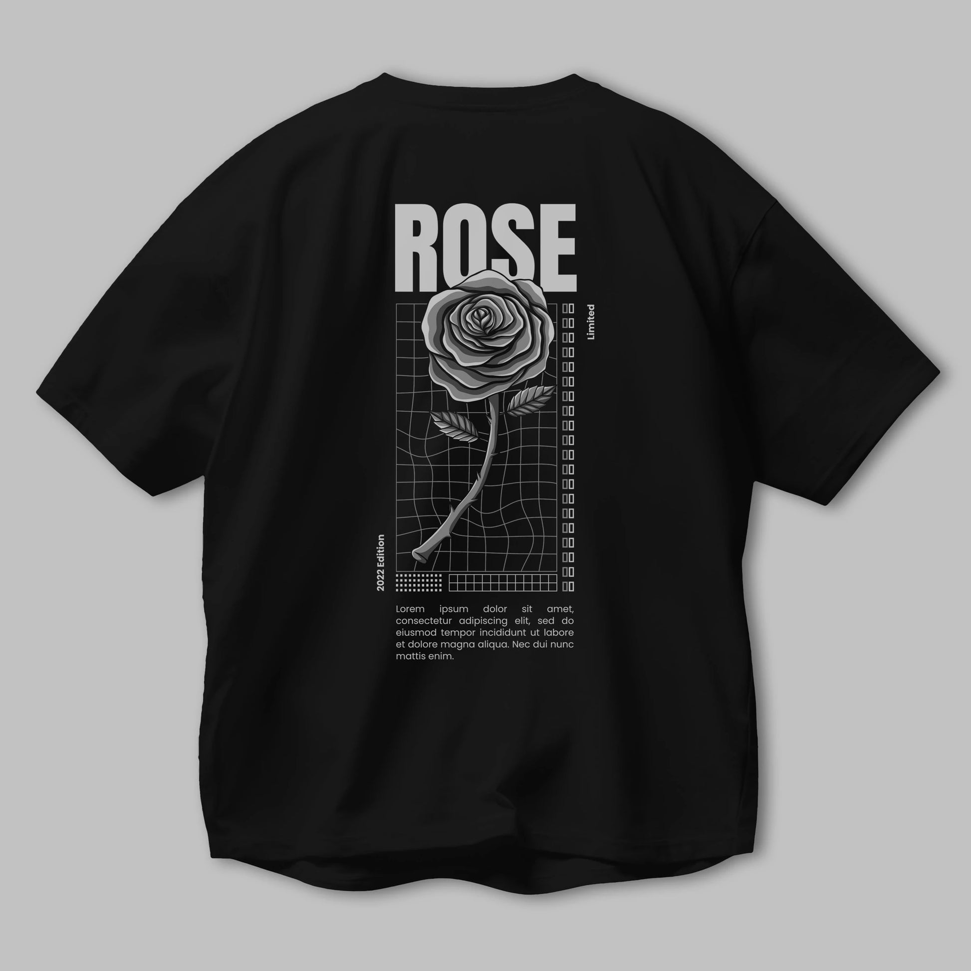 Rose Streetwear Arka Baskılı Oversize t-shirt Erkek Kadın Unisex
