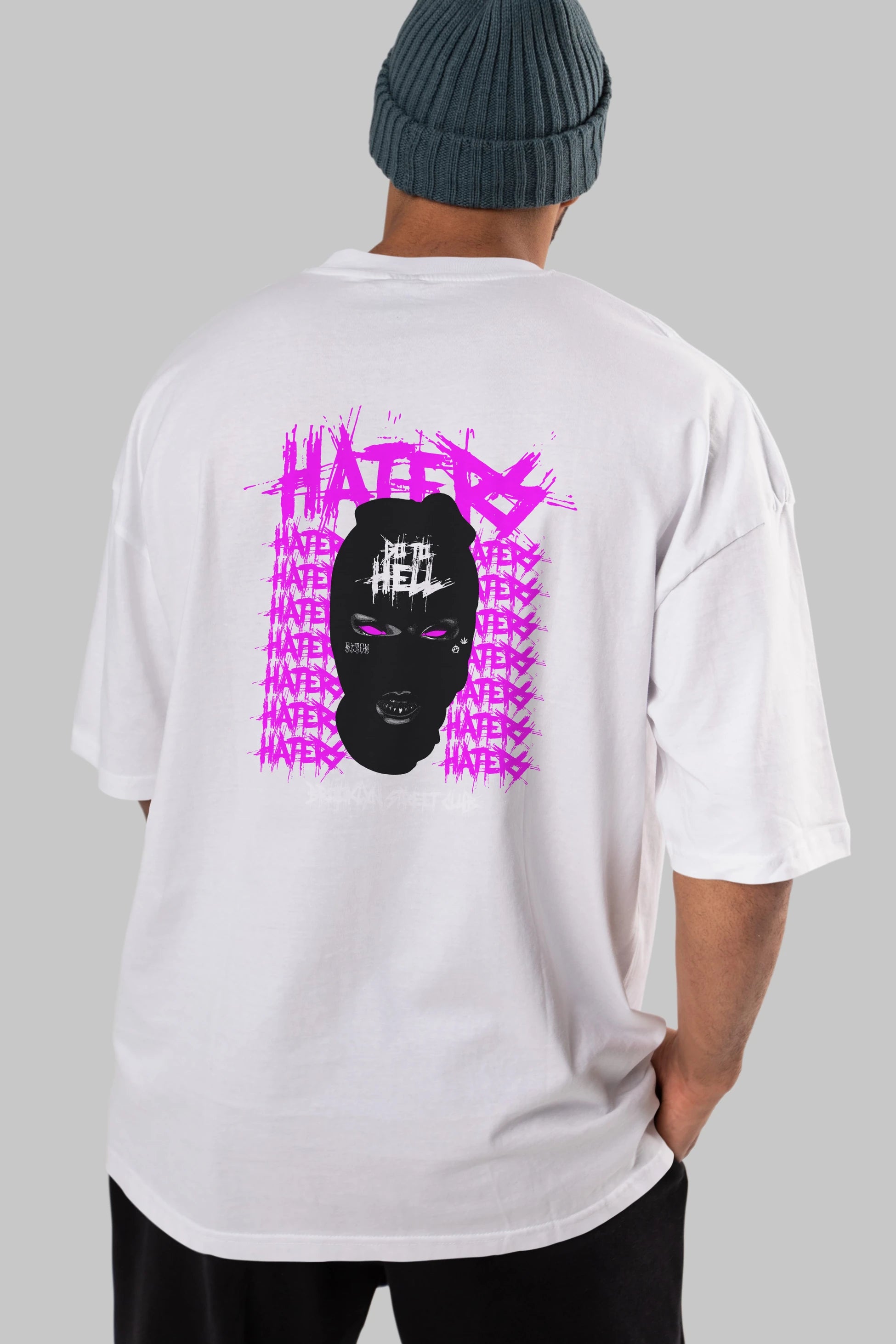 Haters Brooklyn Street Club Arka Baskılı Oversize t-shirt Erkek Kadın Unisex