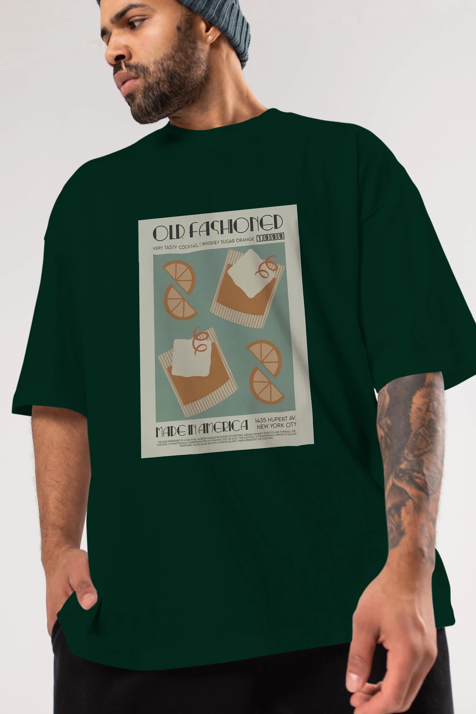 Old Fashioned 2 Ön Baskılı Oversize t-shirt Erkek Kadın Unisex %100 Pamuk Bisiklet Yaka tişort