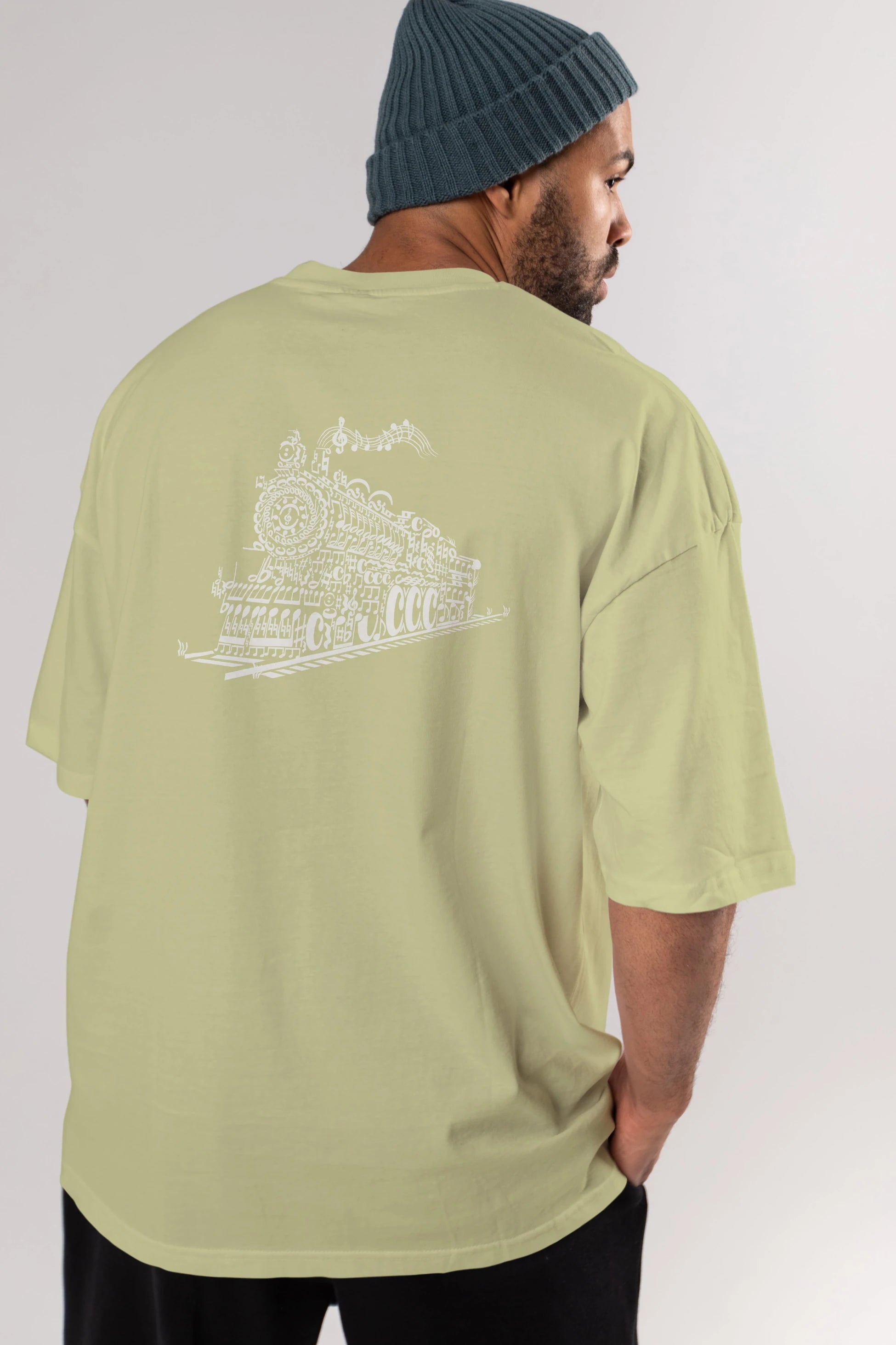 Train Song Arka Baskılı Oversize t-shirt %100 pamuk Erkek Kadın Unisex