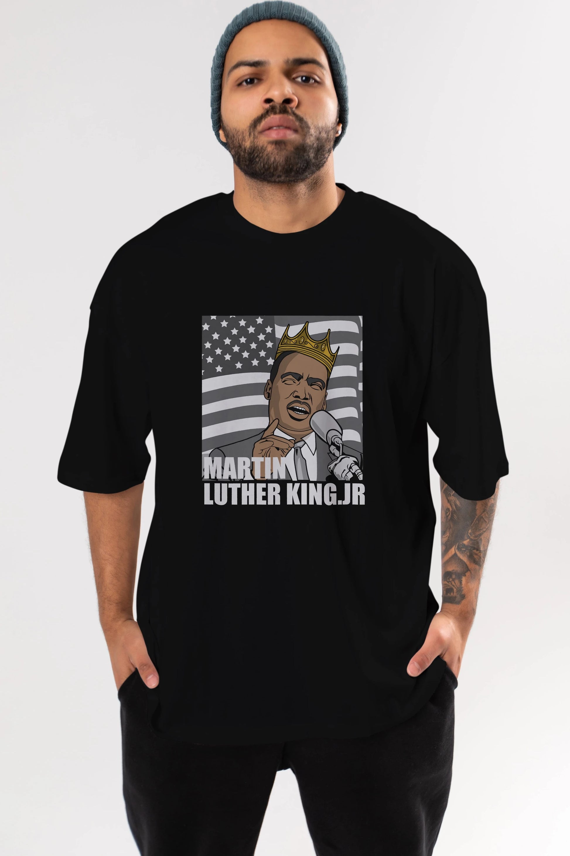 Luther King Ön Baskılı Oversize t-shirt Erkek Kadın Unisex %100 Pamuk tişort