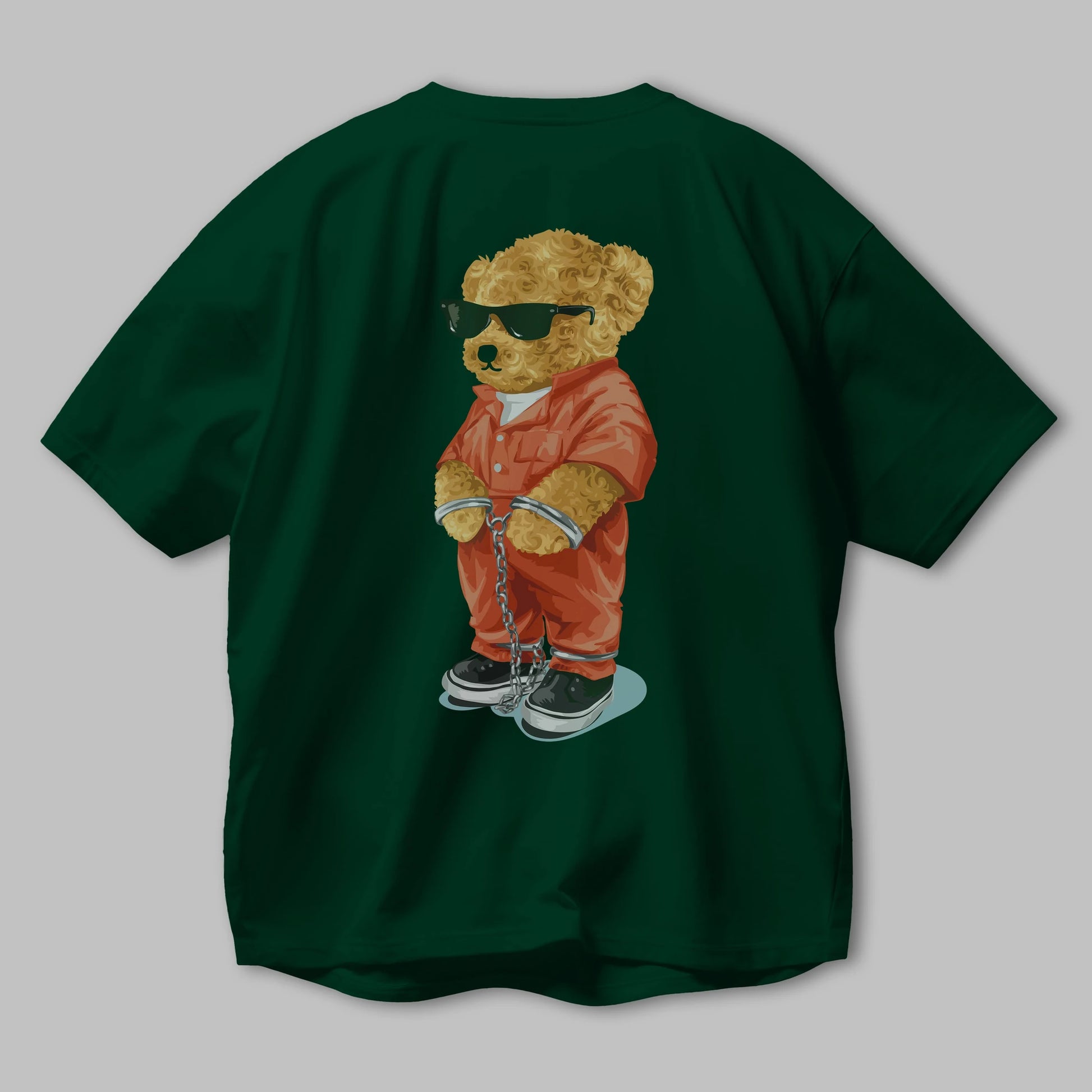 Teddy Bear Kodes Arka Baskılı Oversize t-shirt Erkek Kadın Unisex %100 Pamuk