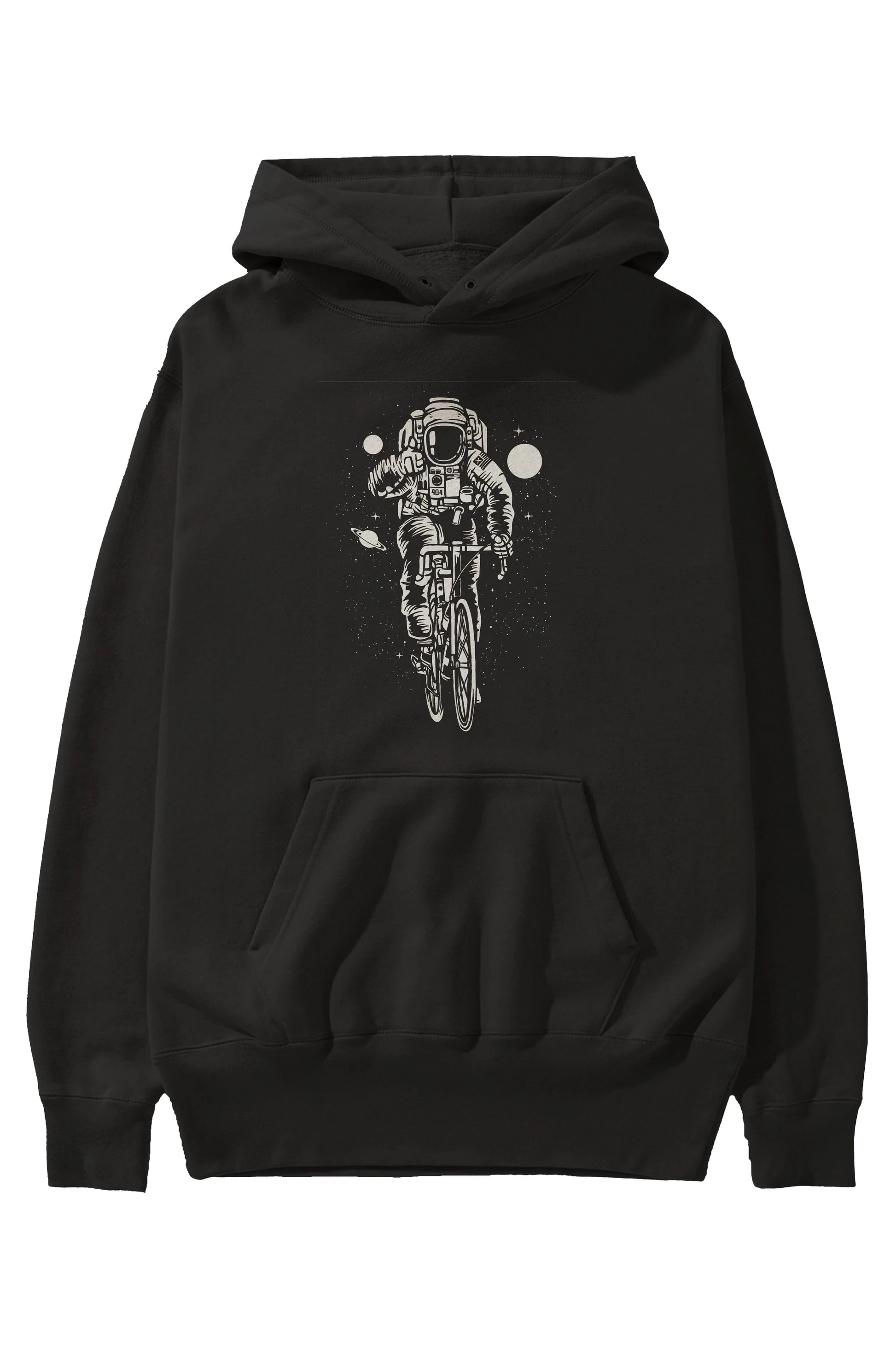 Astronaut Bicycle Ön Baskılı Hoodie Oversize Kapüşonlu Sweatshirt Erkek Kadın Unisex