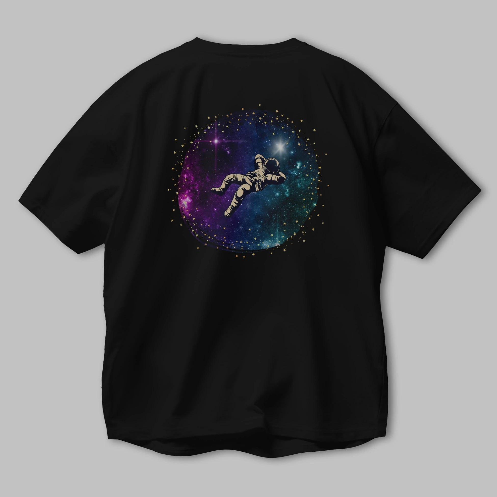 Astronaut in the Galaxy Arka Baskılı Oversize t-shirt Erkek Kadın Unisex