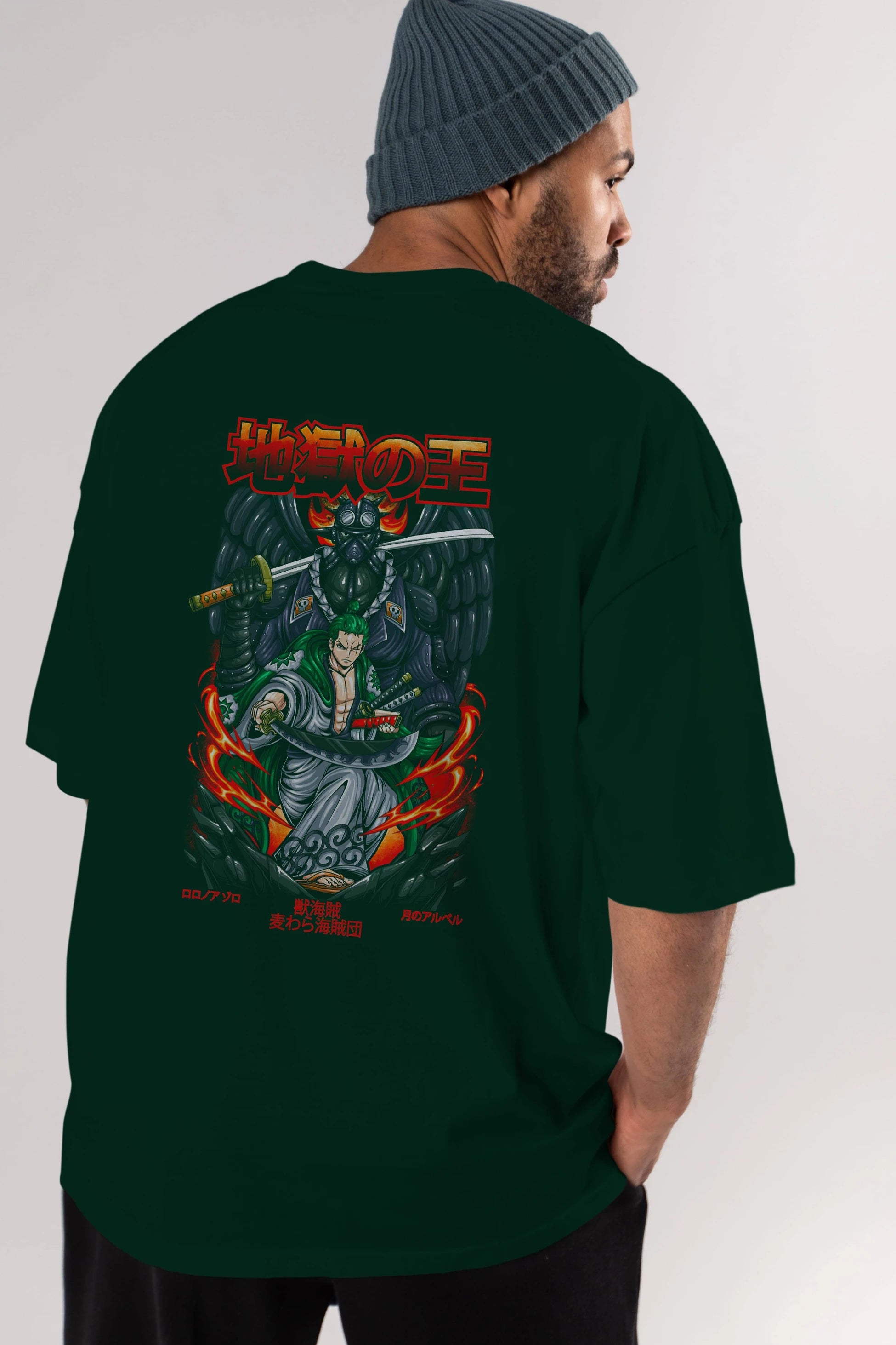 Roronoa Zoro 4 Anime Arka Baskılı Oversize t-shirt Erkek Kadın Unisex