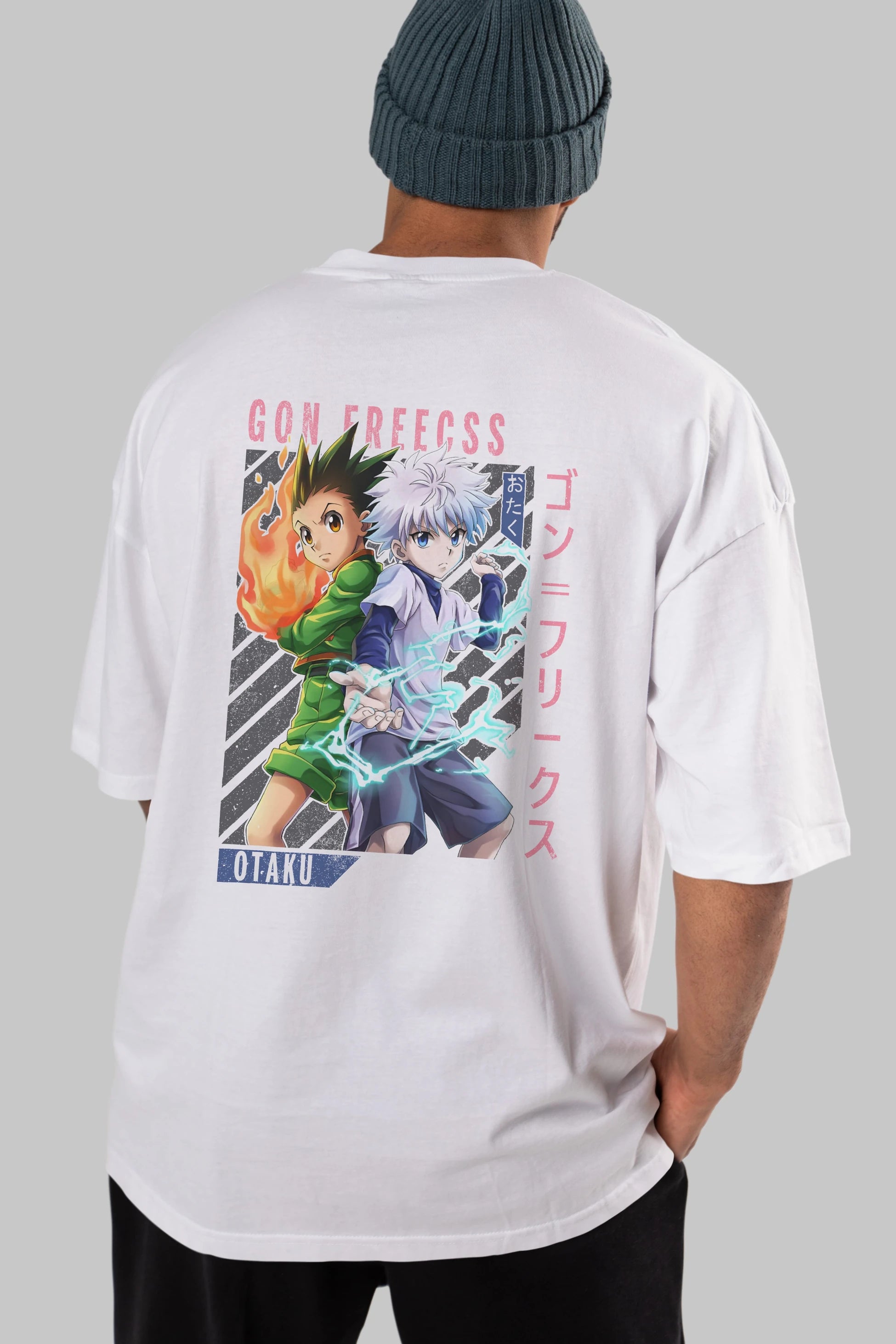 Gon Freecss HUNTER X HUNTER 1 Anime Arka Baskılı Oversize t-shirt Erkek Kadın Unisex
