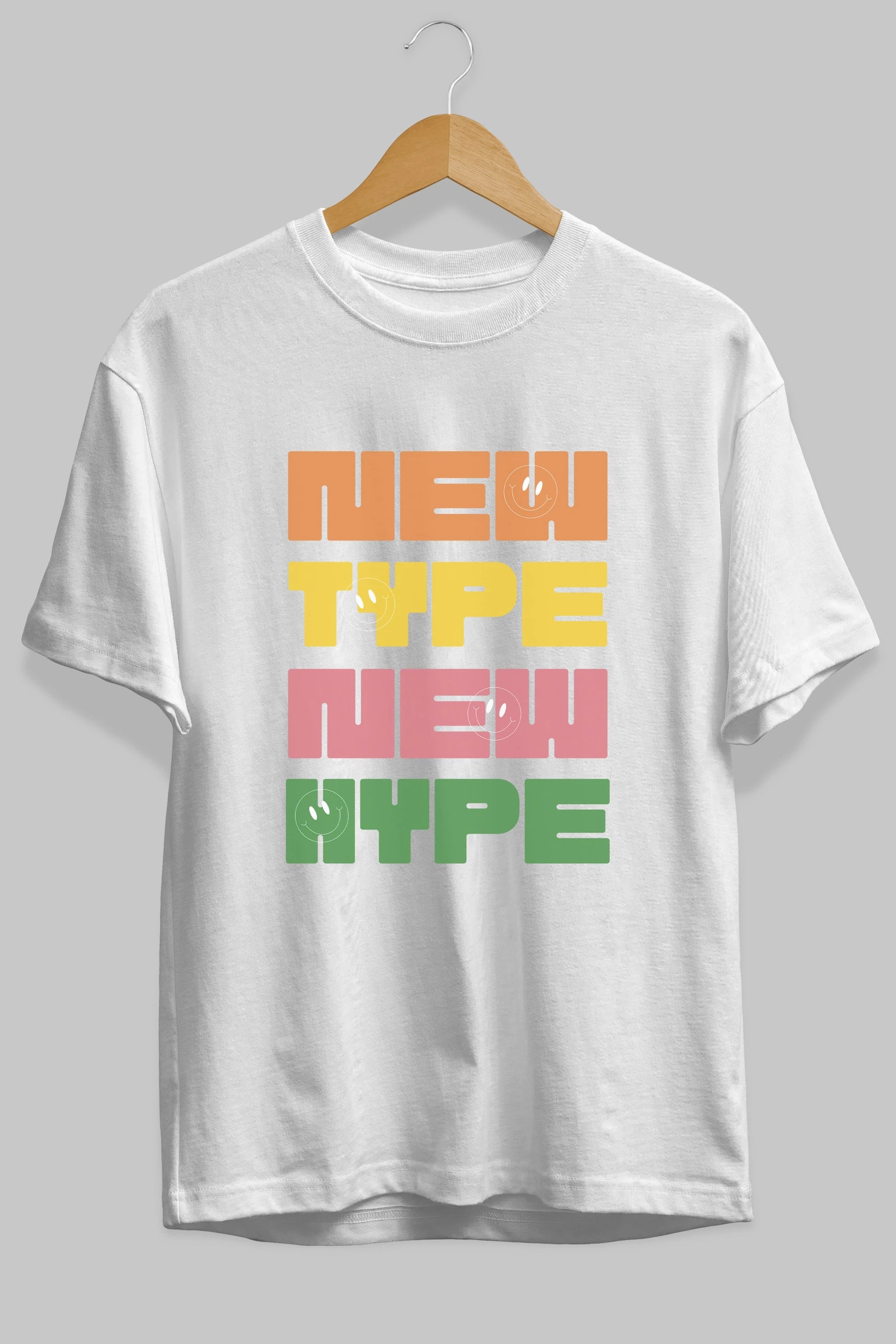 New Type New Hype Yazılı Ön Baskılı Oversize t-shirt Erkek Kadın Unisex