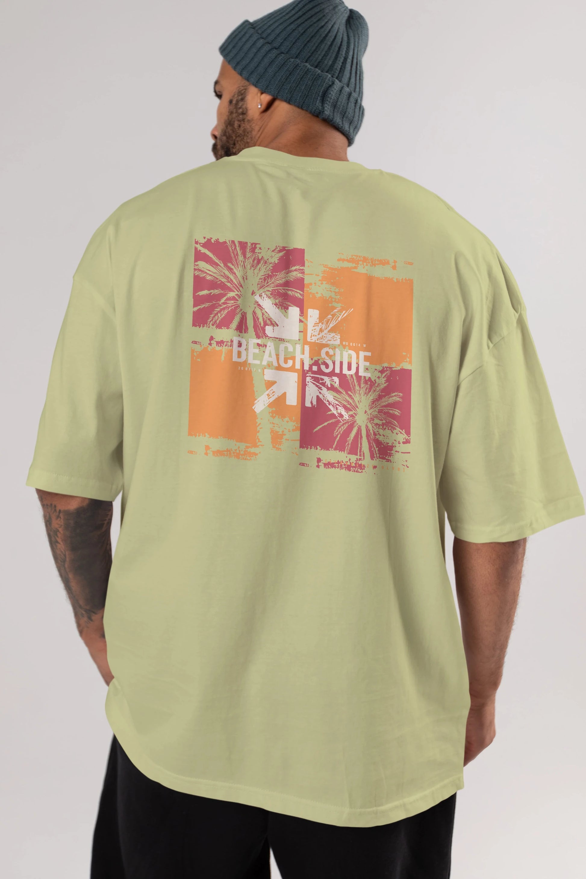 Beach Side Arka Baskılı Oversize t-shirt Erkek Kadın Unisex