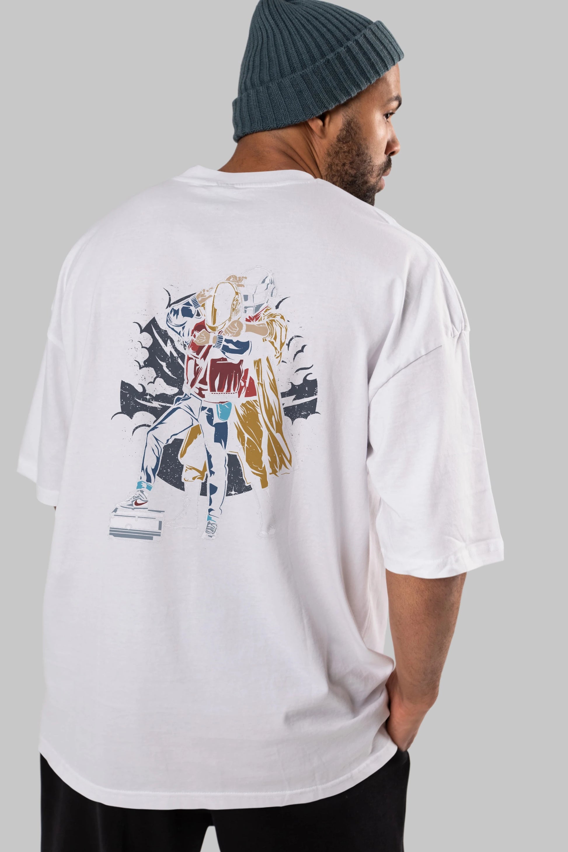 Back To The Beat Arka Baskılı Oversize t-shirt Erkek Kadın Unisex %100 Pamuk