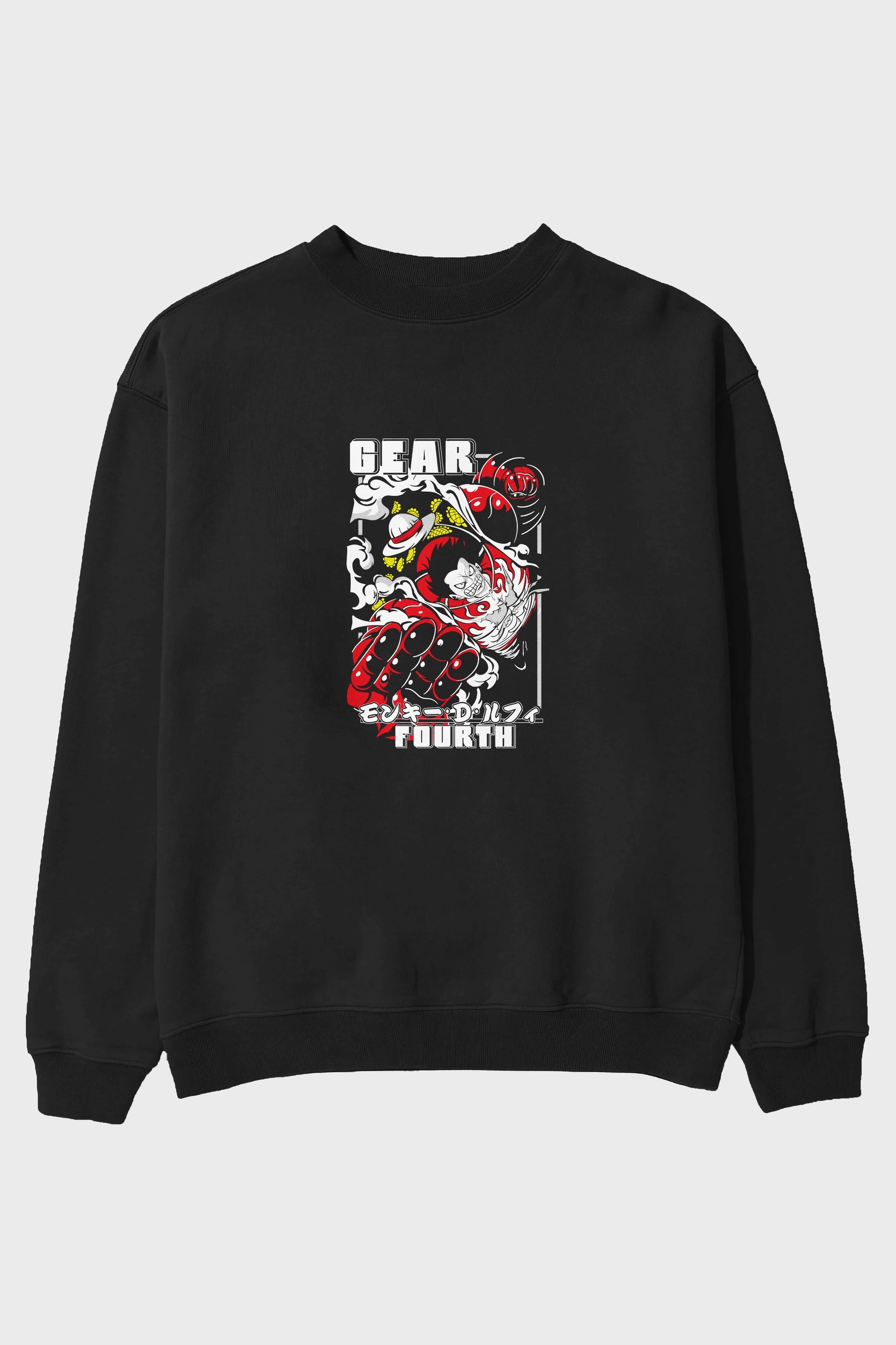 LUFFY gear fourth Anime Ön Baskılı Oversize Sweatshirt Erkek Kadın Unisex