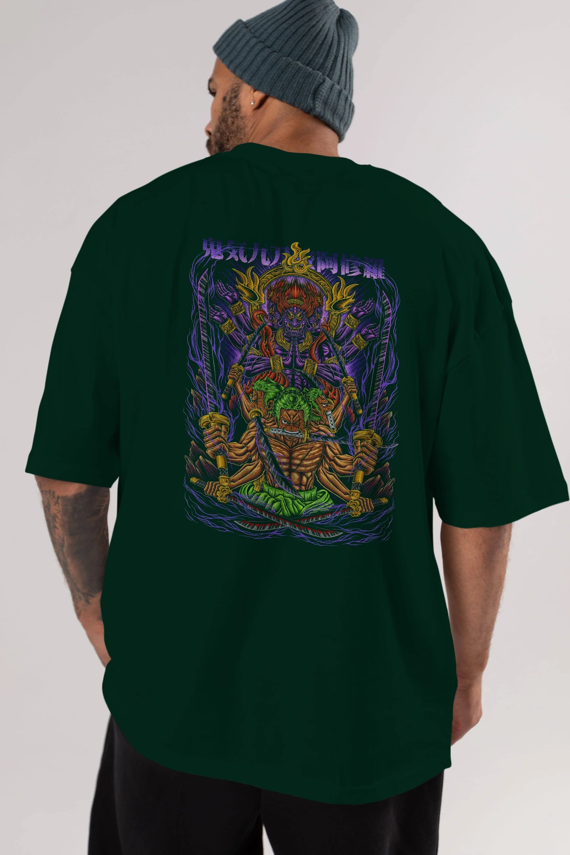 RORONOA ZORO 2 Anime Arka Baskılı Oversize t-shirt Erkek Kadın Unisex