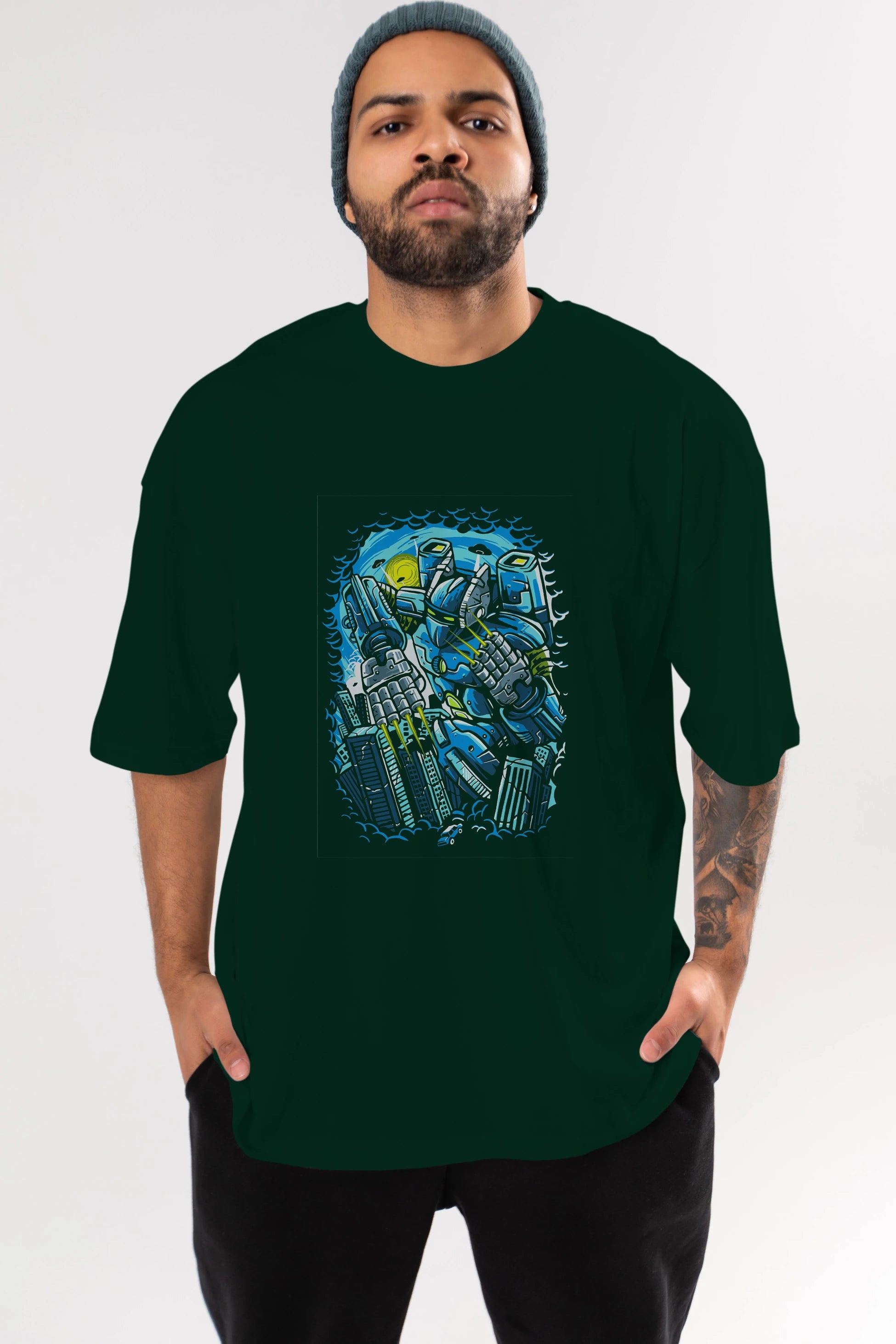 Destroy The City Ön Baskılı Oversize t-shirt Erkek Kadın Unisex %100 Pamuk tişort