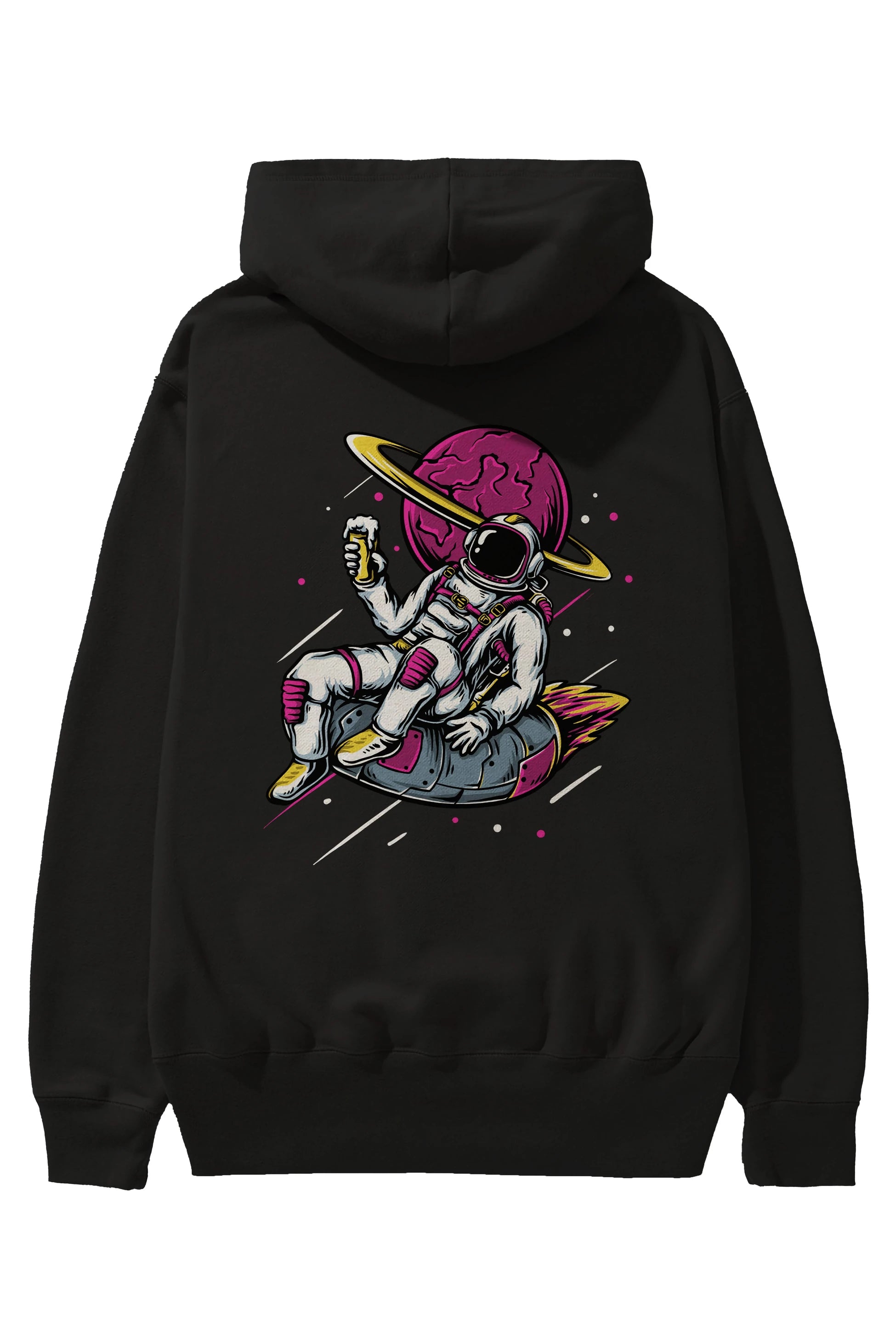 Astronaut Beer Arka Baskılı Oversize Hoodie Kapüşonlu Sweatshirt Erkek Kadın Unisex