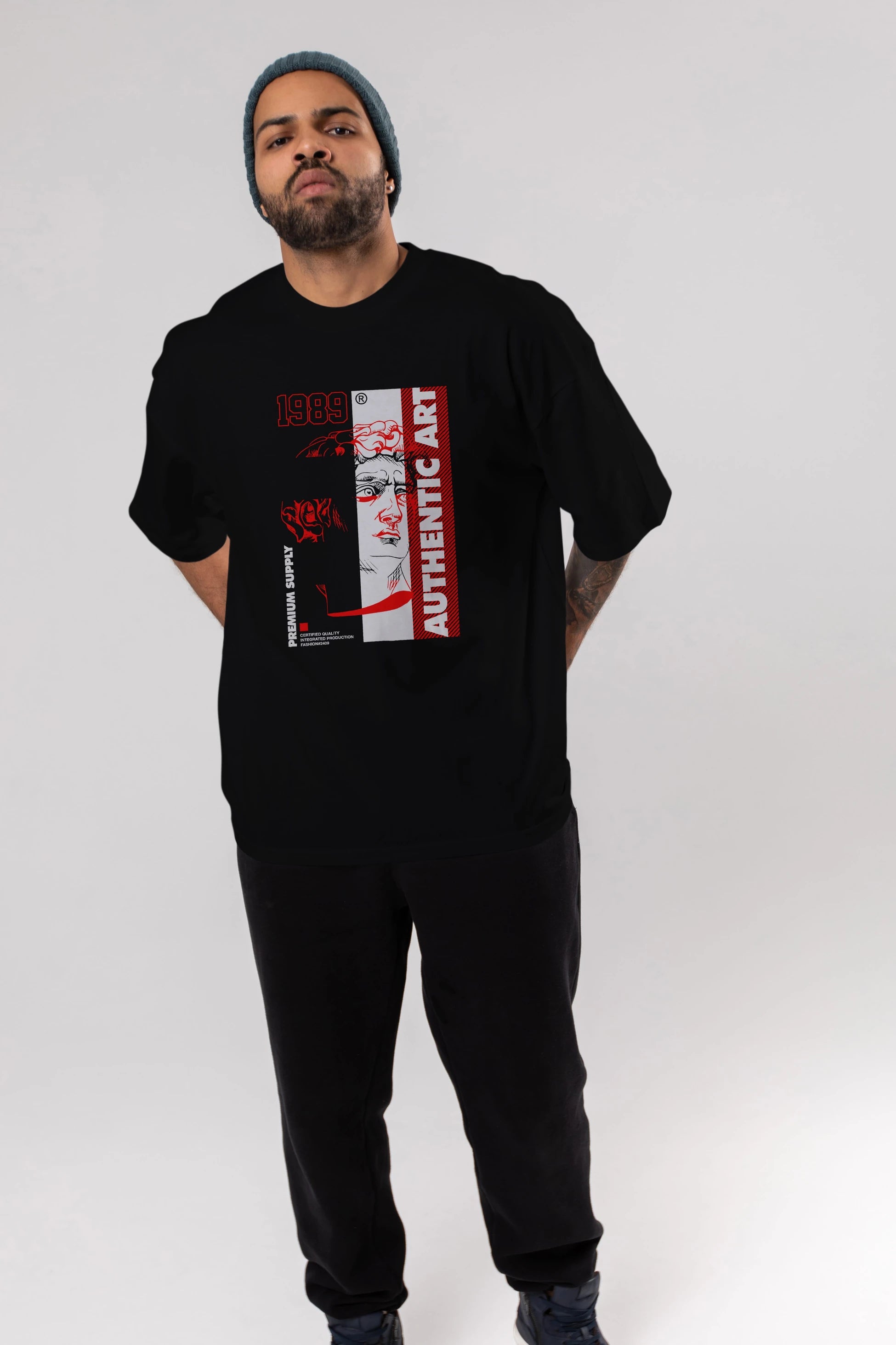 Authentic Art Ön Baskılı Oversize t-shirt Erkek Kadın Unisex