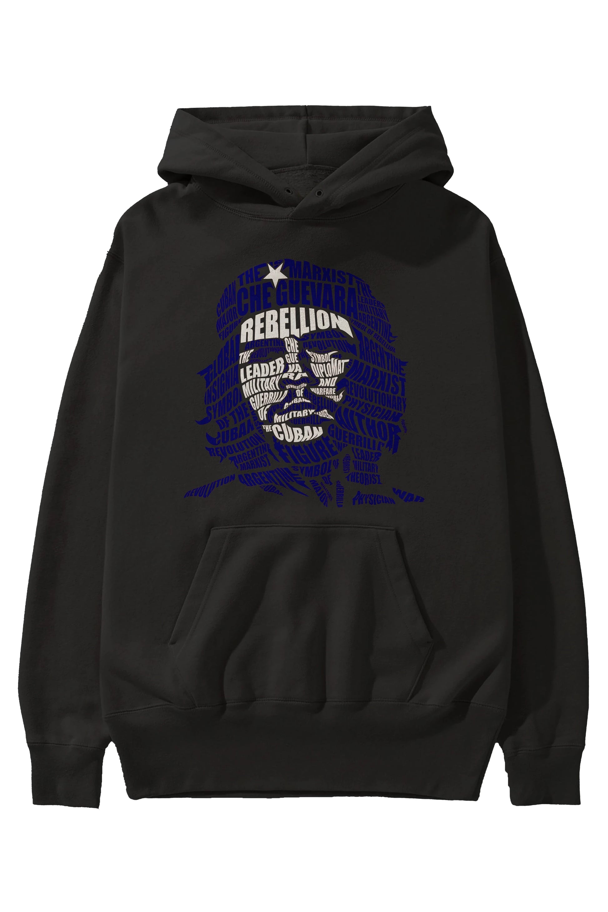 Che Guevara Calligram Ön Baskılı Hoodie Oversize Kapüşonlu Sweatshirt Erkek Kadın Unisex