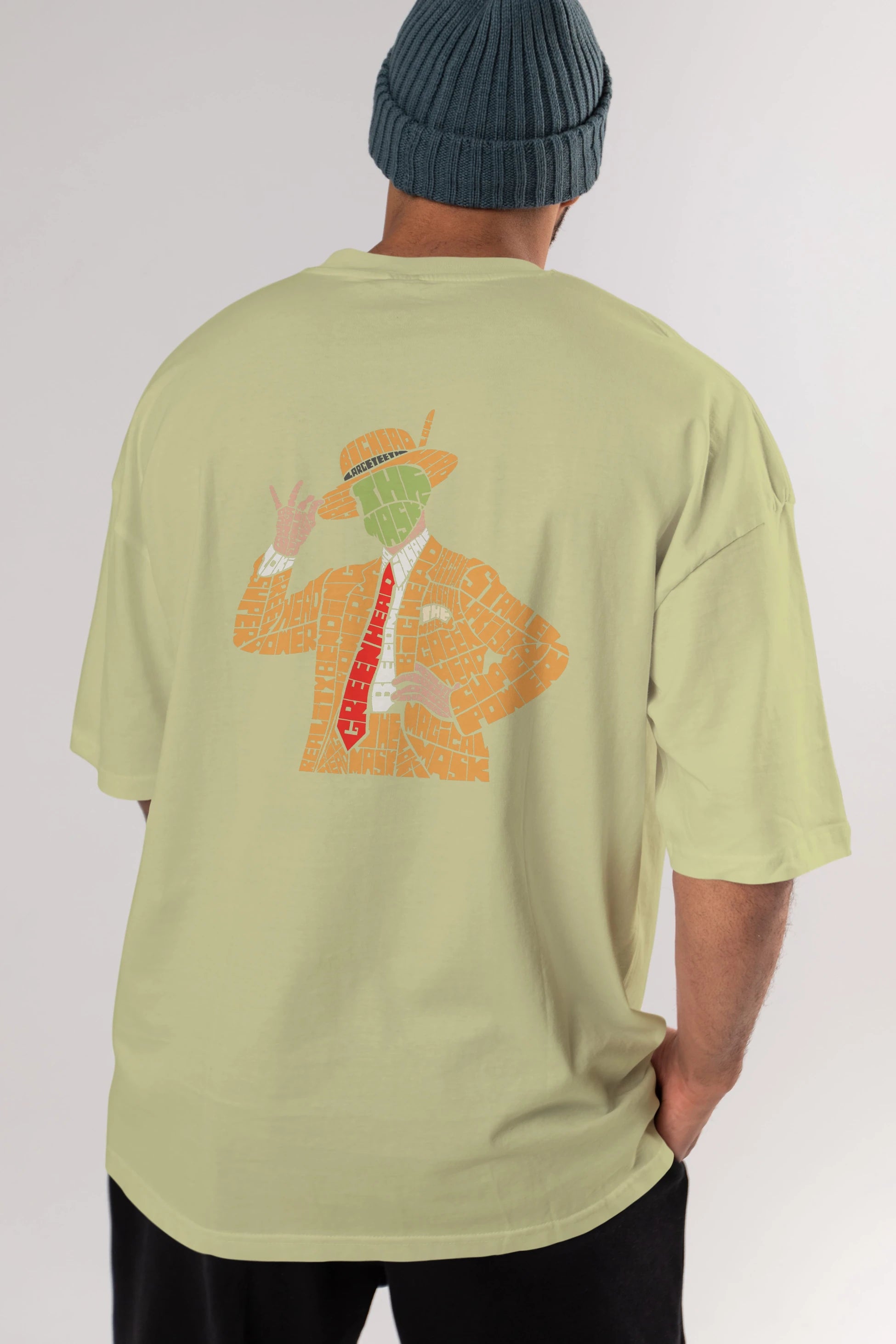The Mask Arka Baskılı Oversize t-shirt %100 pamuk Erkek Kadın Unisex