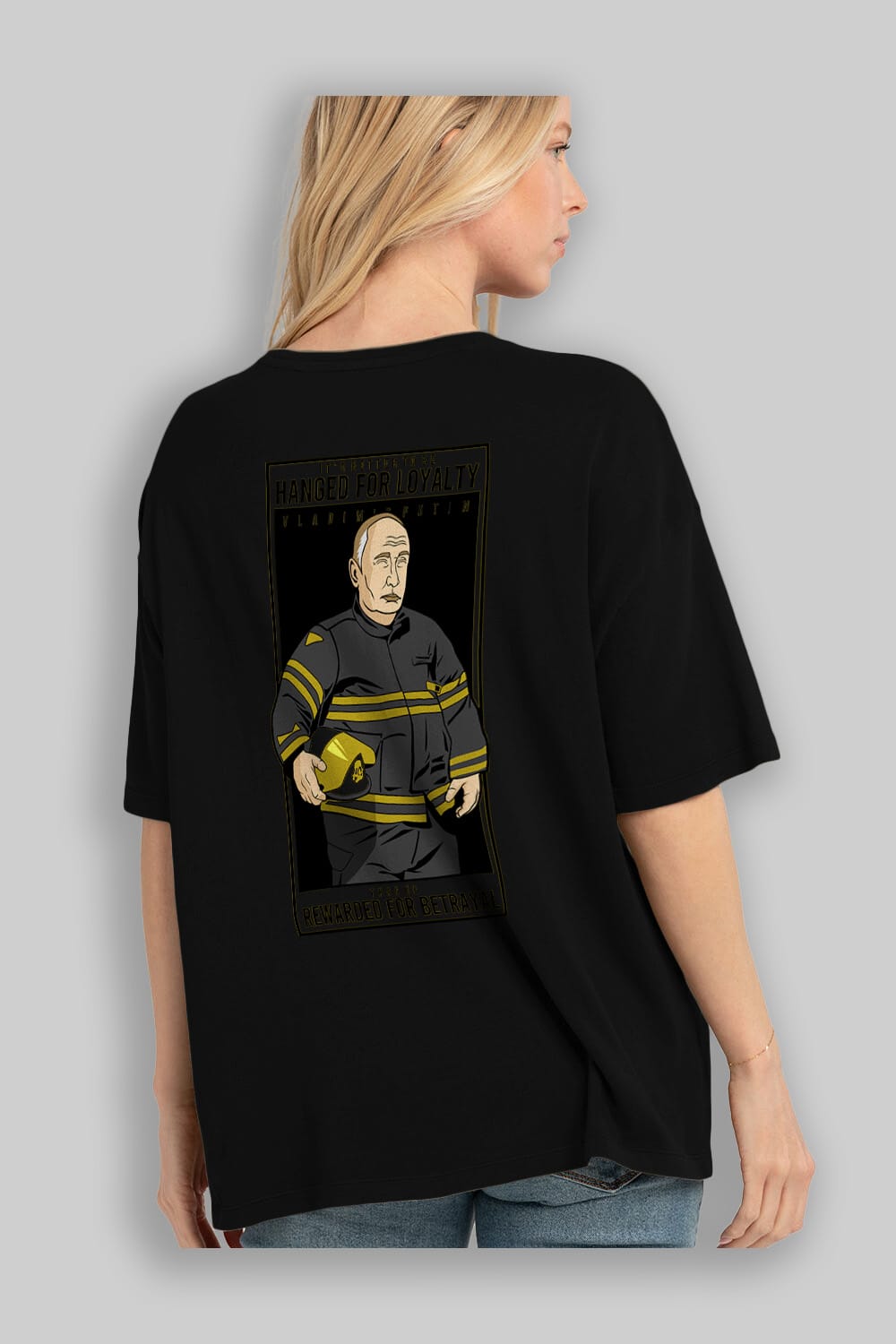 Putin Fireman Arka Baskılı Oversize t-shirt Erkek Kadın Unisex %100 Pamuk tişort